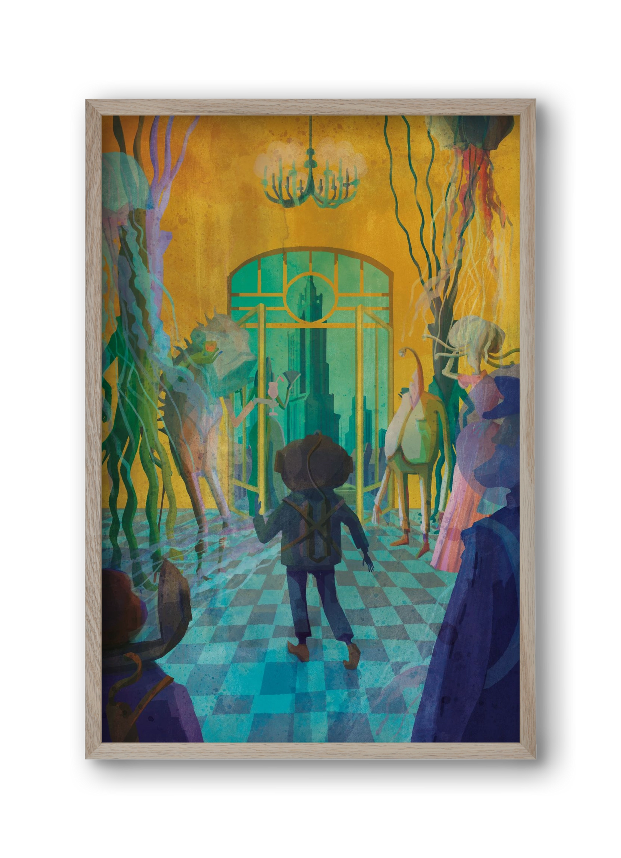 Underwater ball, 30x45 cm (30x45 cm), Tölgy keret