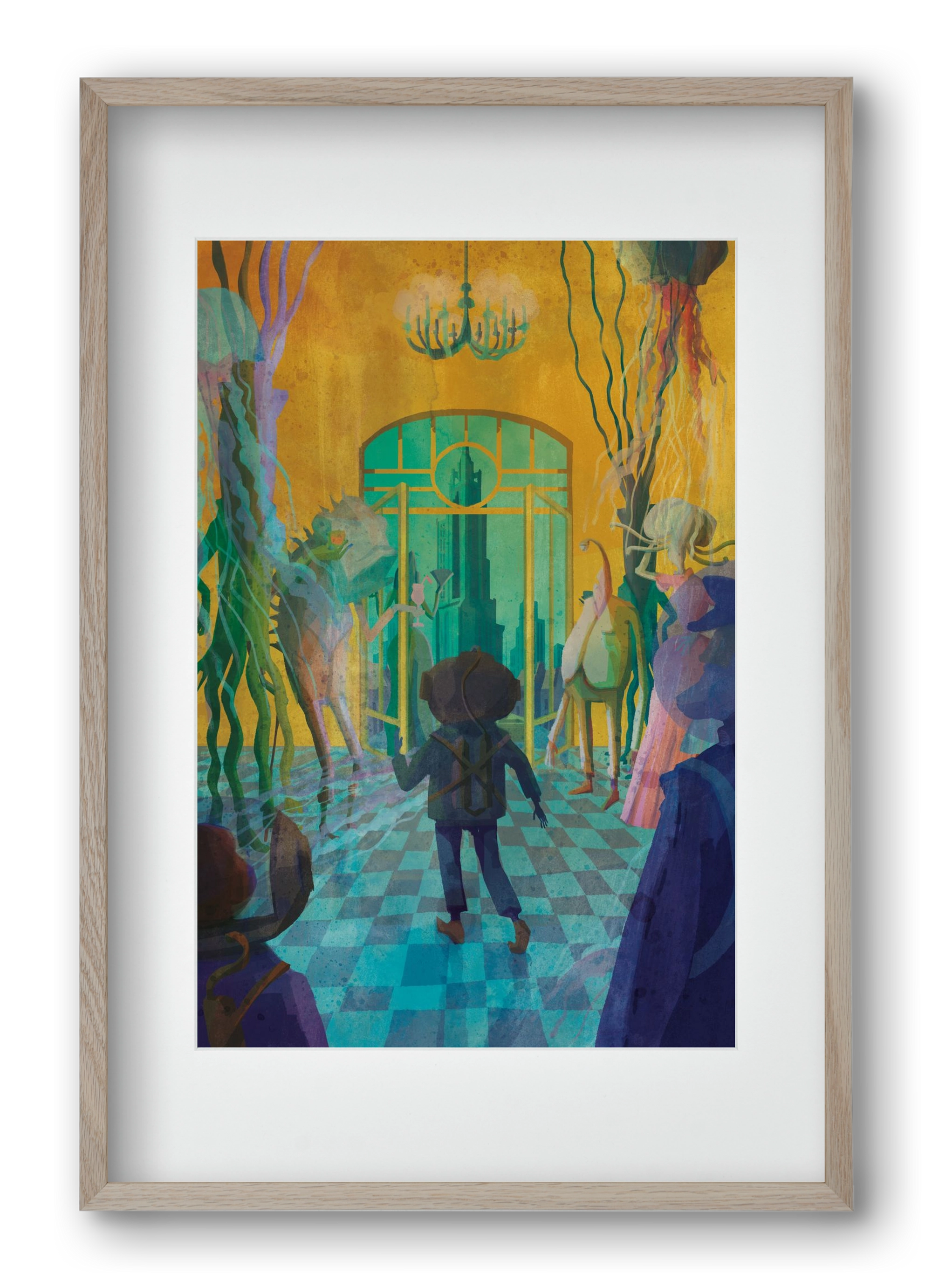 Underwater ball, 40x60 cm (30x45 cm), Tölgy keret, paszpartuval