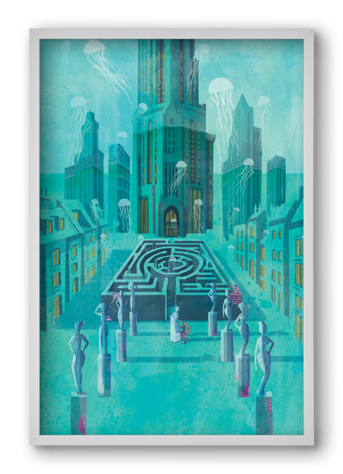 Underwater city, 40x60 cm (40x60 cm), Fehér keret