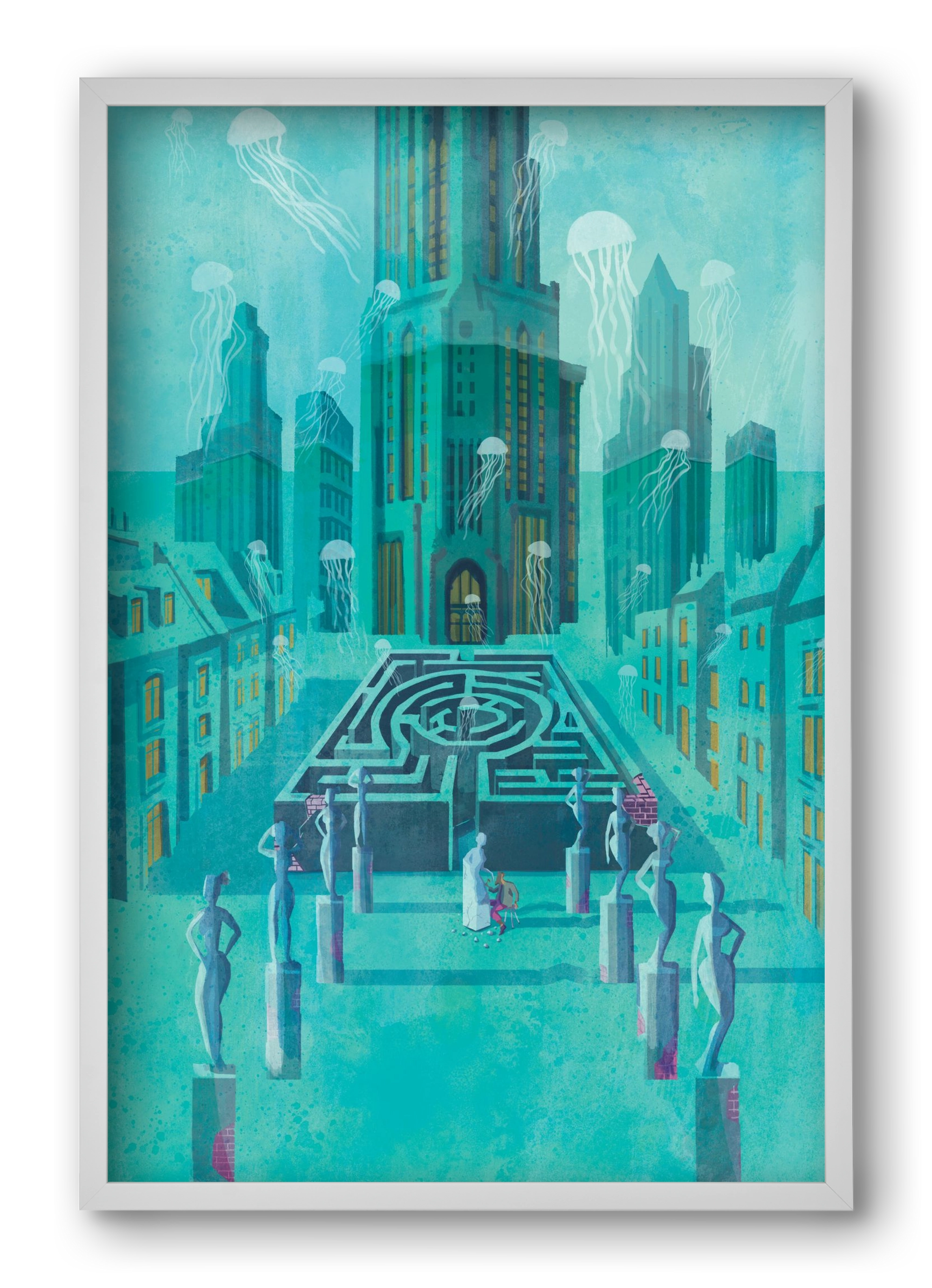 Underwater city, 40x60 cm (40x60 cm), Fehér keret