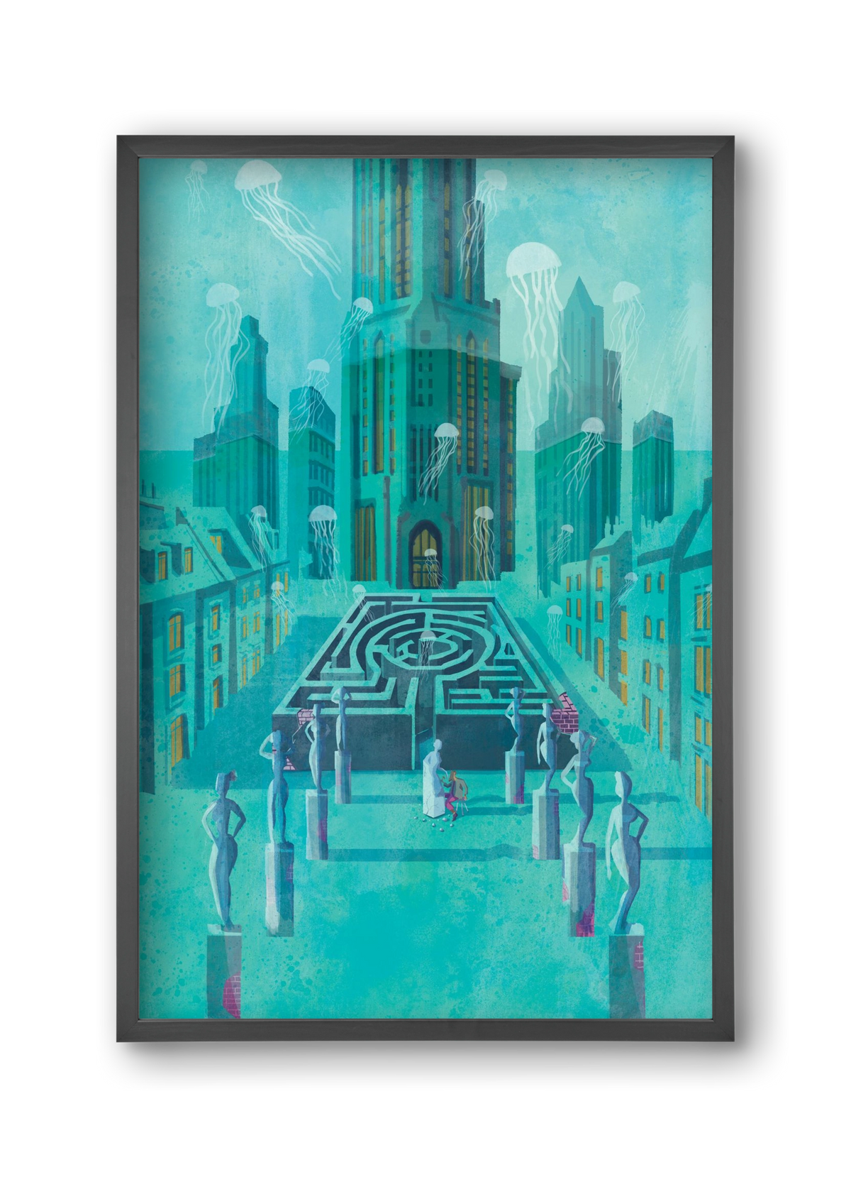 Underwater city, 30x45 cm (30x45 cm), Fekete keret