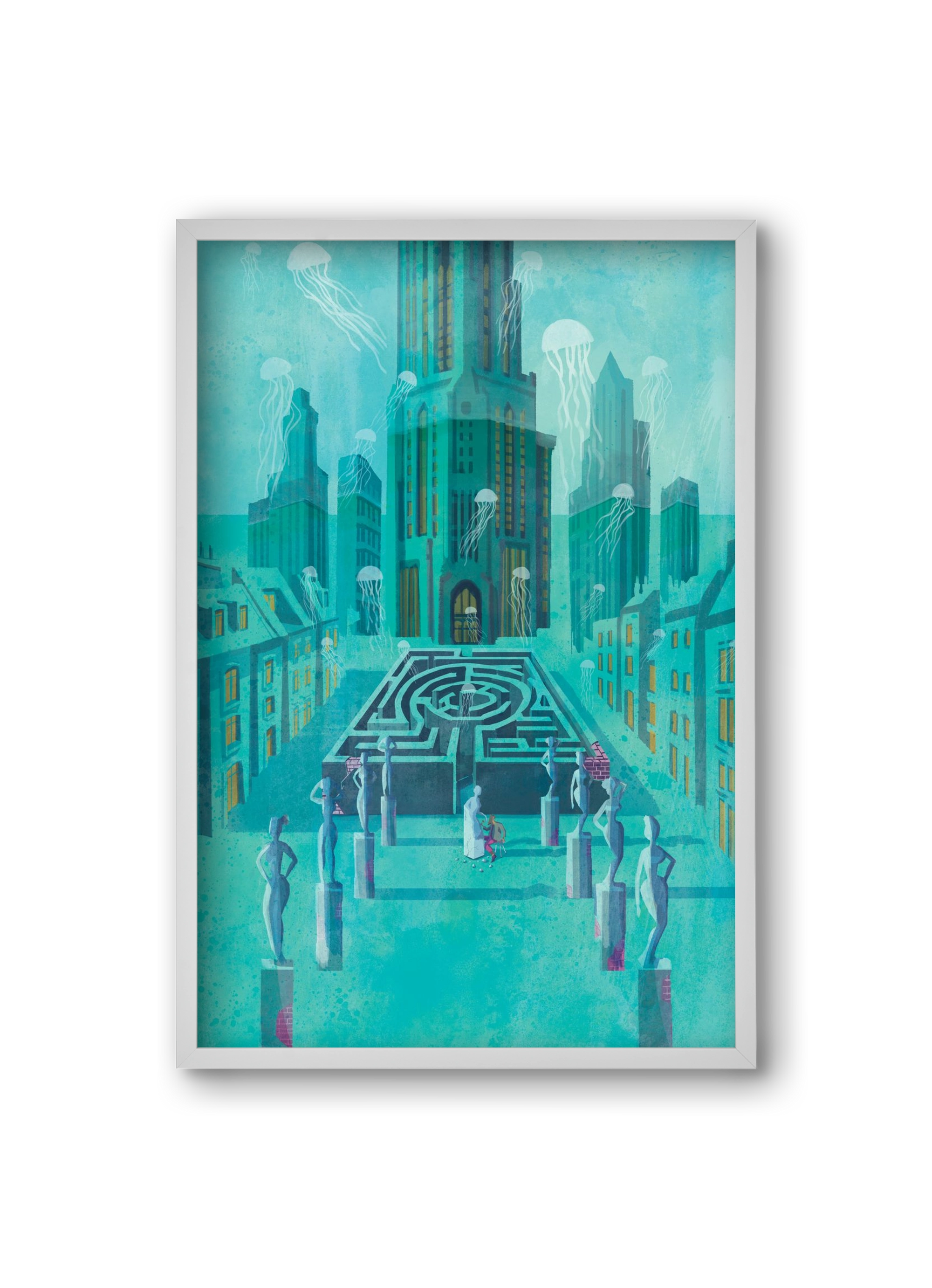 Underwater city, 20x30 cm (20x30 cm), Fehér keret