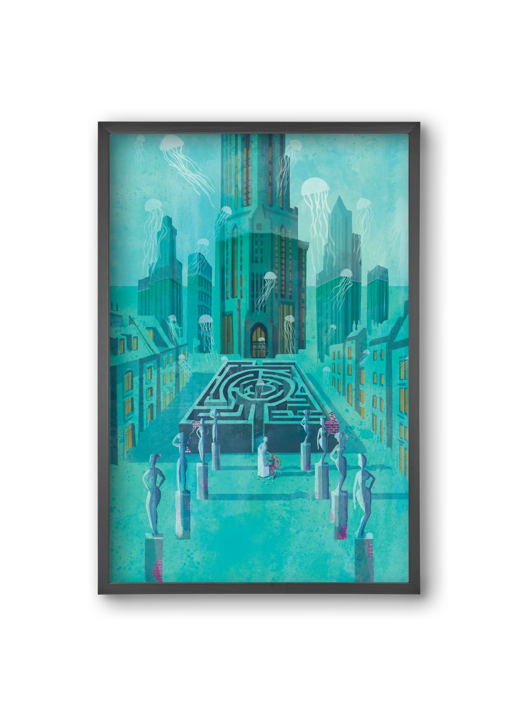 Underwater city, 20x30 cm (20x30 cm), Fekete keret