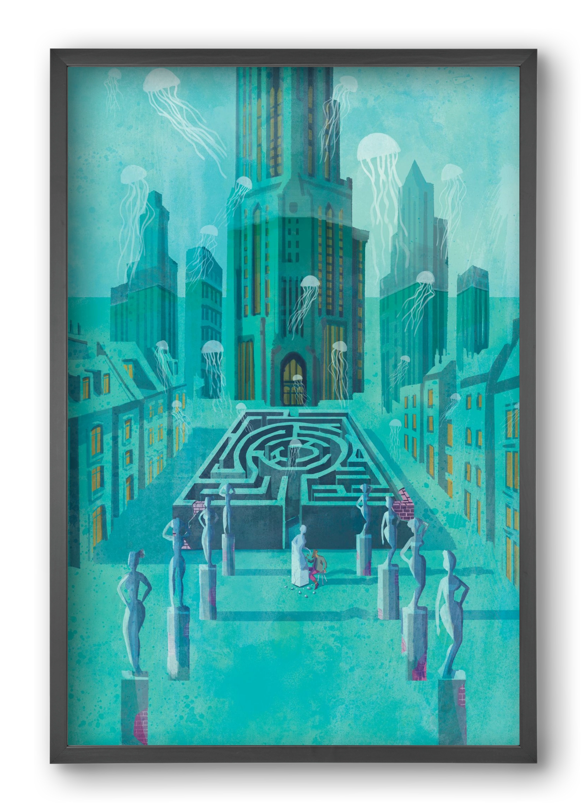 Underwater city, 40x60 cm (40x60 cm), Fekete keret