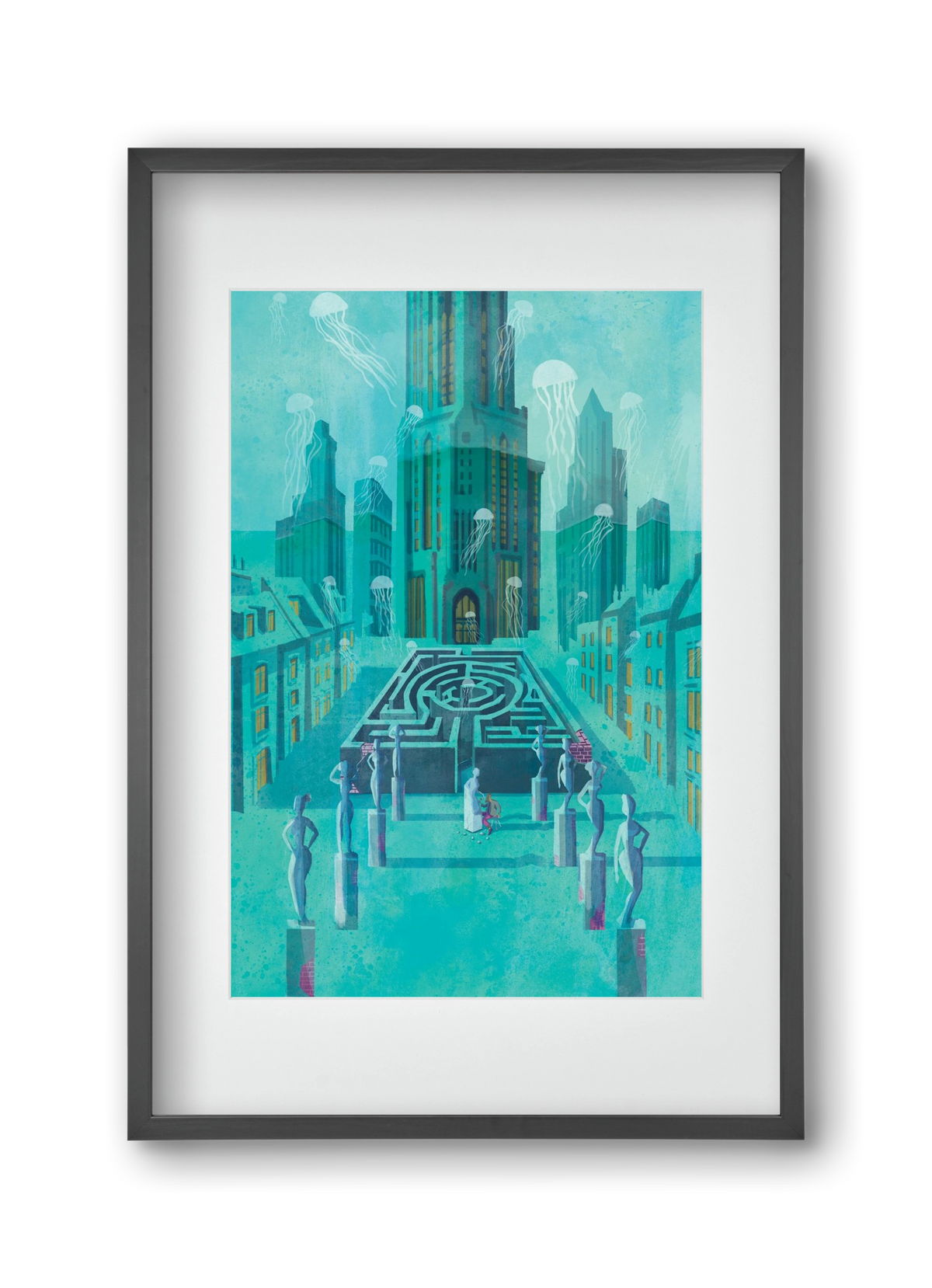 Underwater city, 30x45 cm (20x30 cm), Fekete keret, paszpartuval