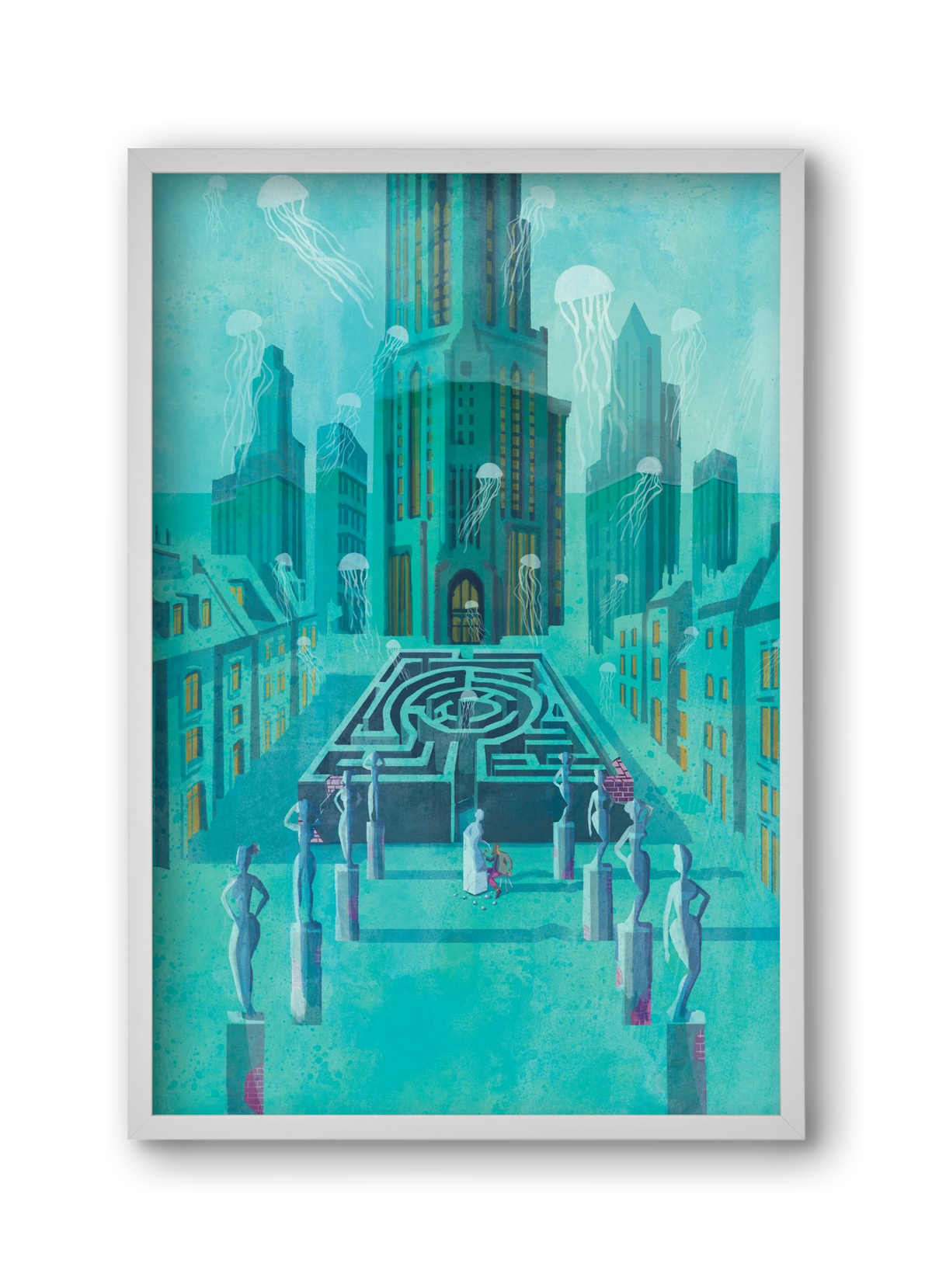 Underwater city, 30x45 cm (30x45 cm), Fehér keret