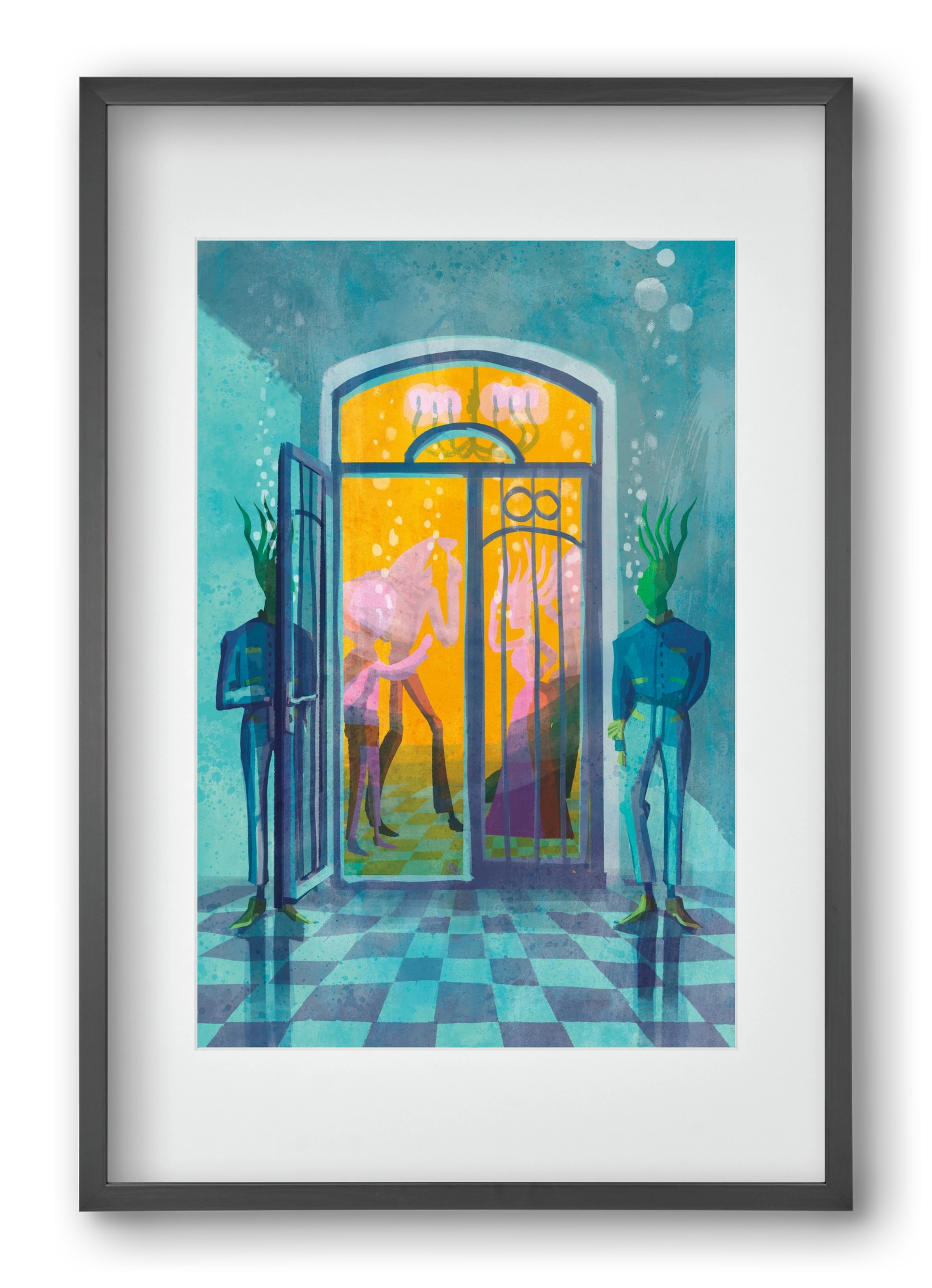 Door guards, 40x60 cm (30x45 cm), Fekete keret, paszpartuval