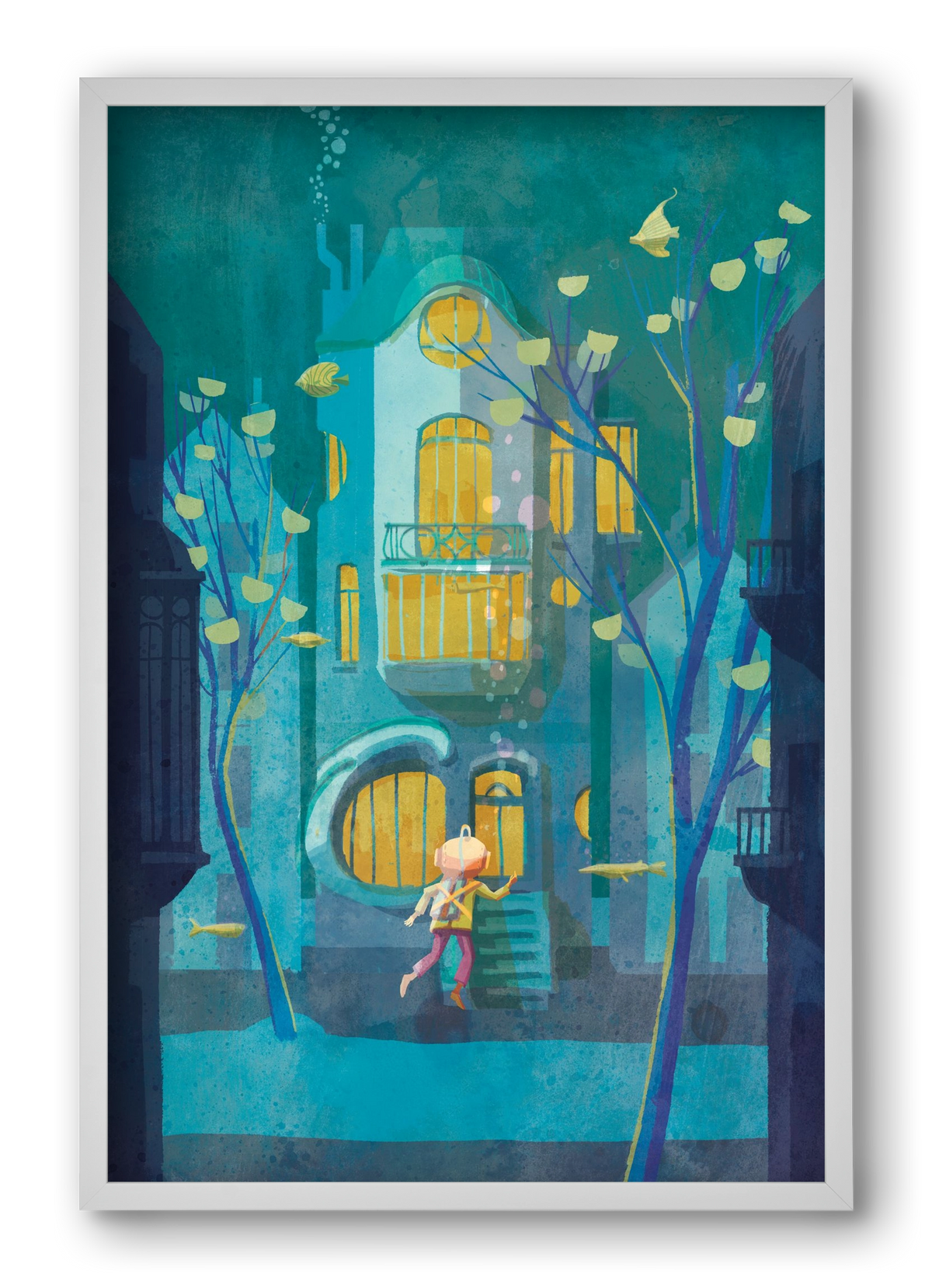 House under water, 40x60 cm (40x60 cm), Fehér keret