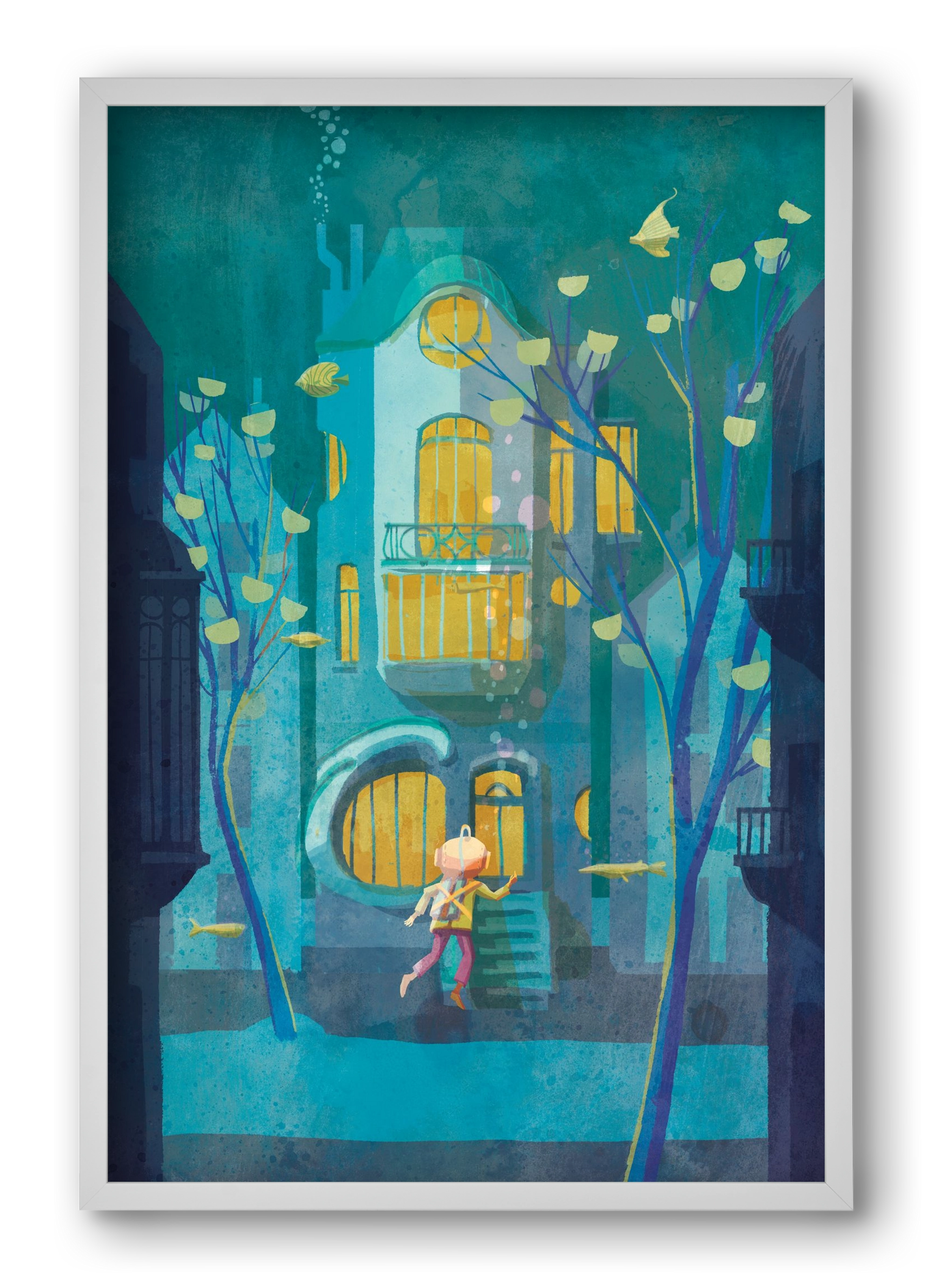 House under water, 40x60 cm (40x60 cm), Fehér keret