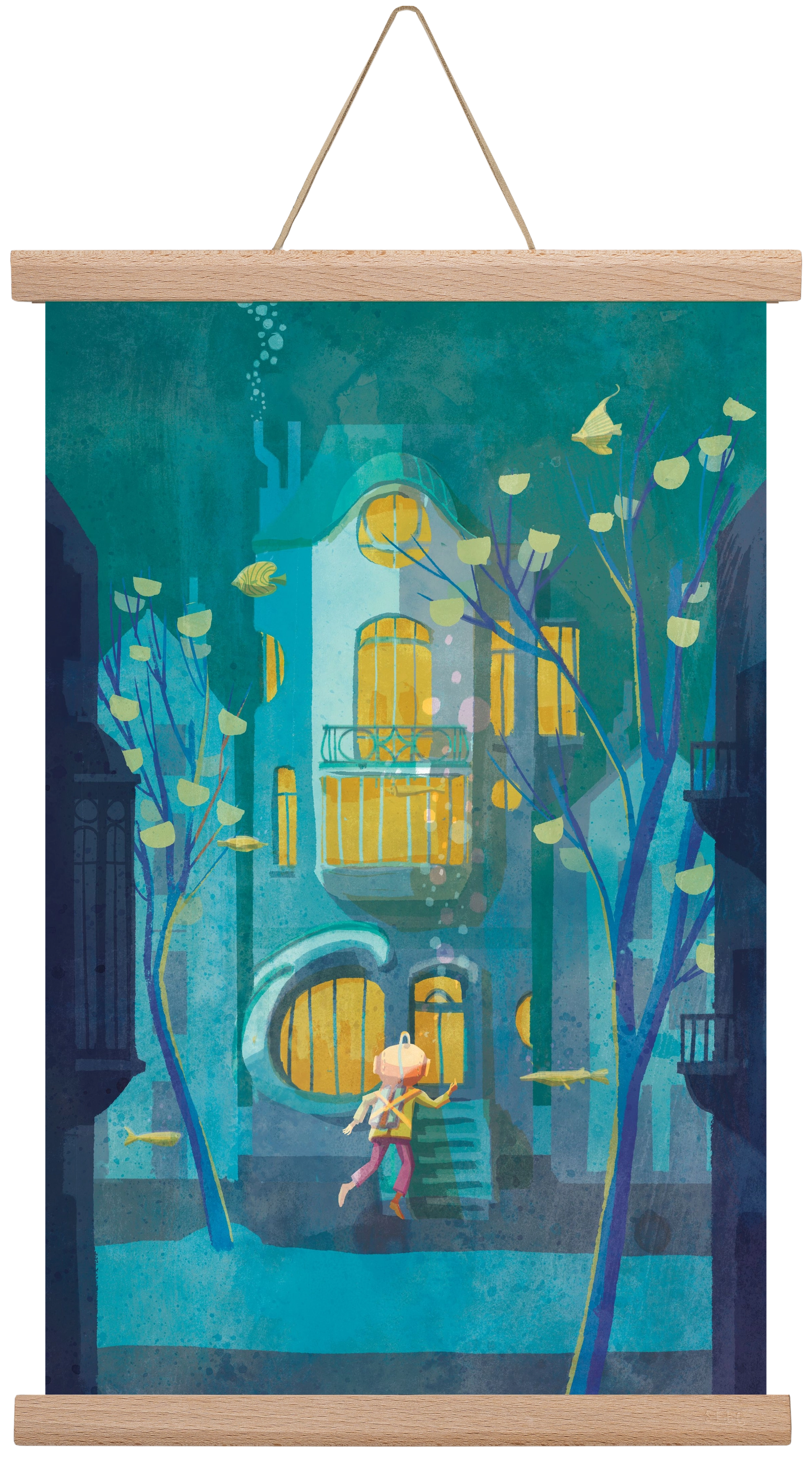 House under water, 30x45 cm (30x45 cm), Tölgy akasztó