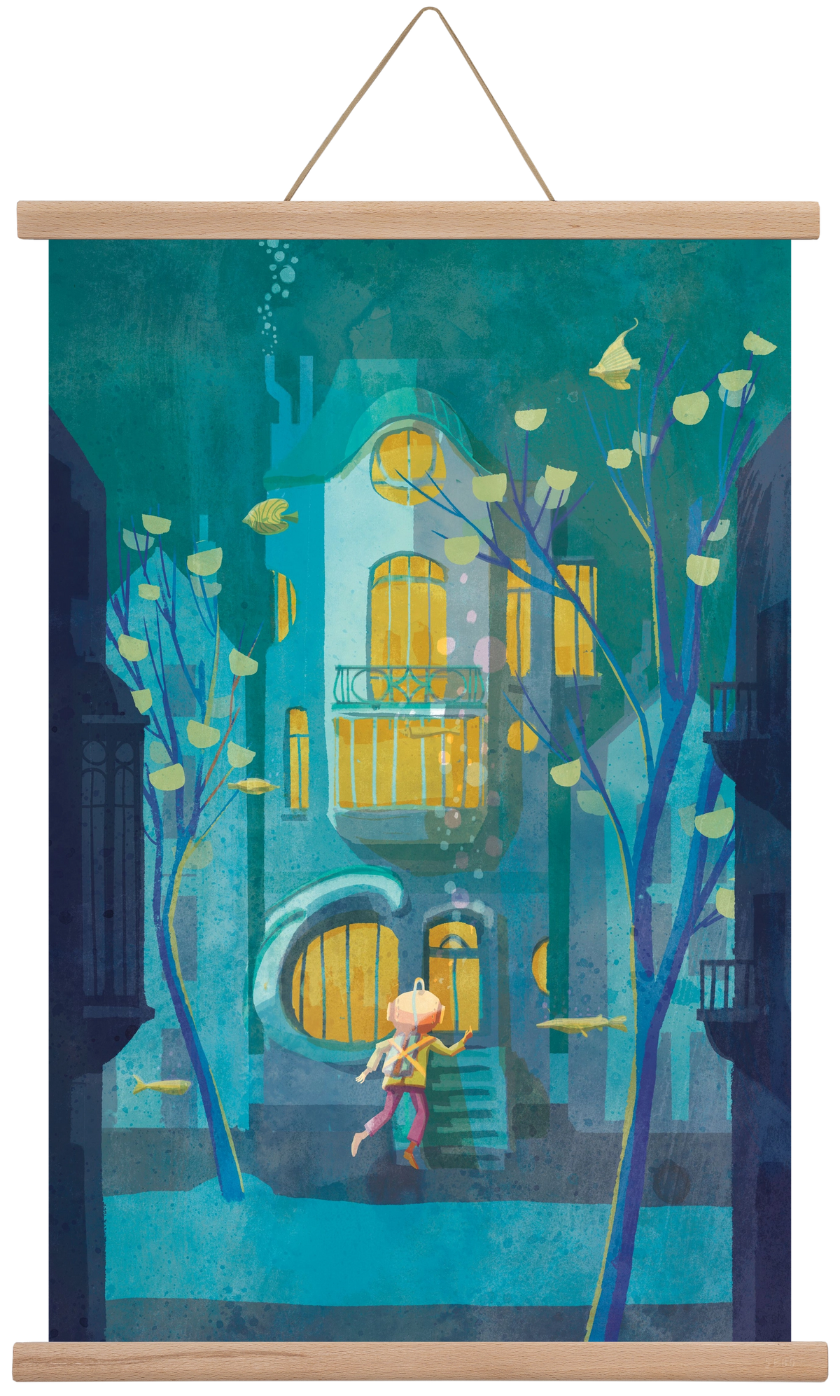 House under water, 40x60 cm (40x60 cm), Tölgy akasztó