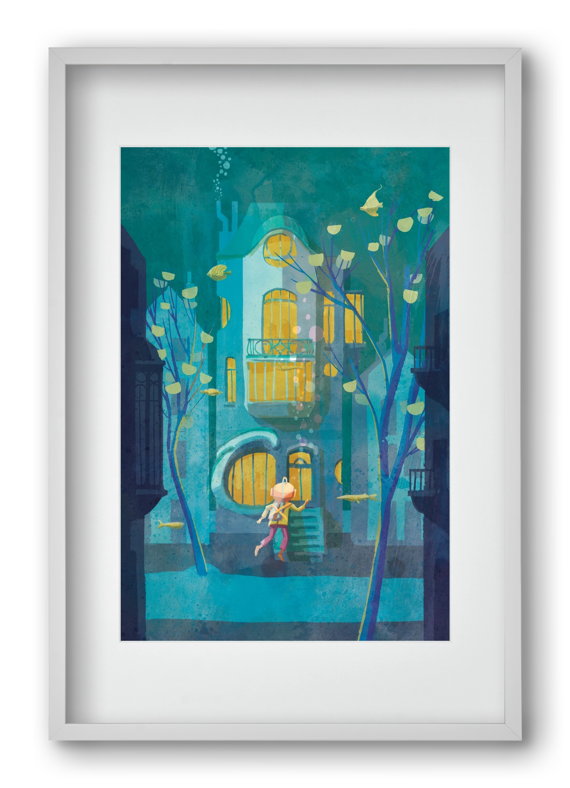 House under water, 40x60 cm (30x45 cm), Fehér keret, paszpartuval