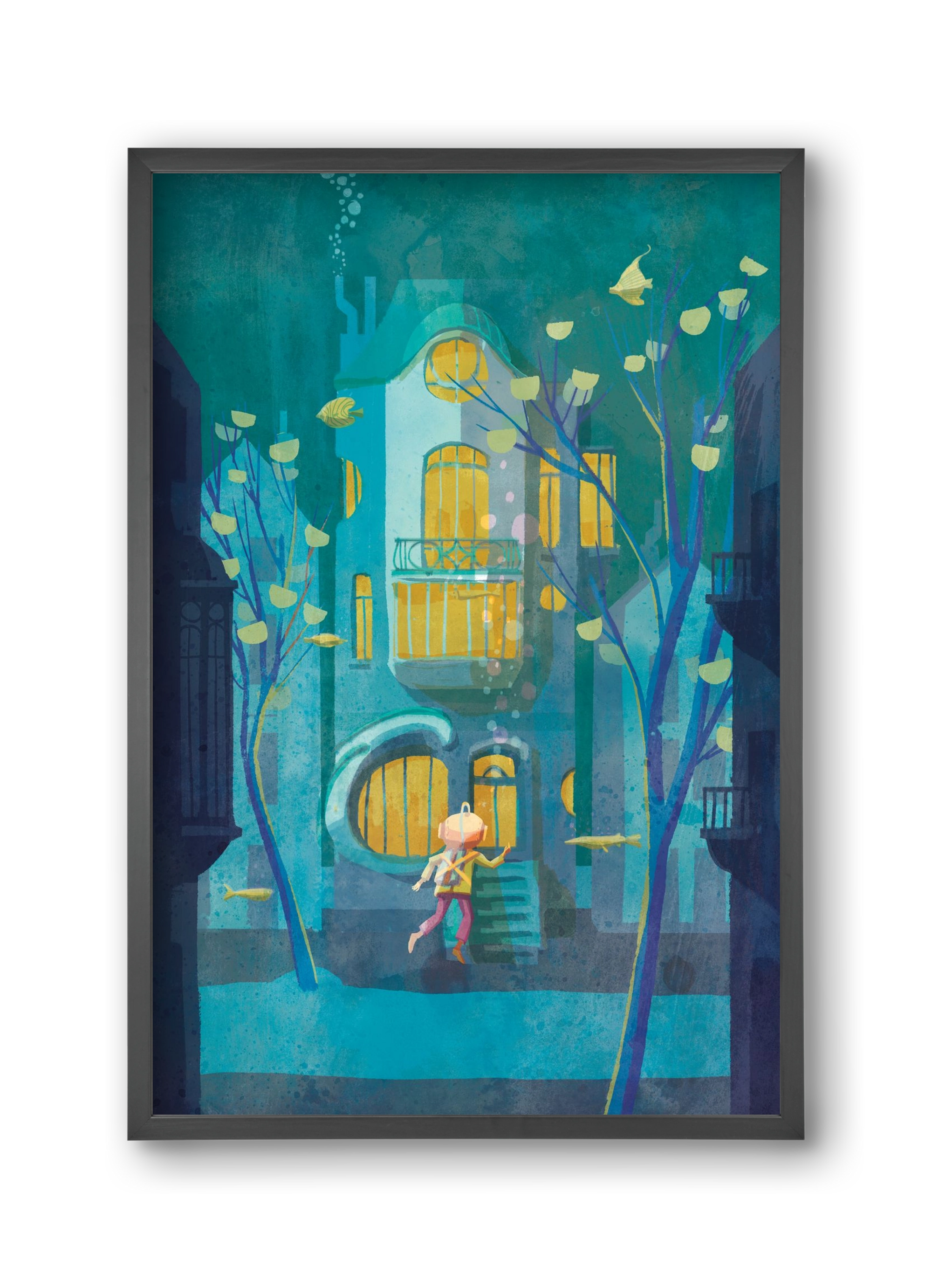 House under water, 30x45 cm (30x45 cm), Fekete keret