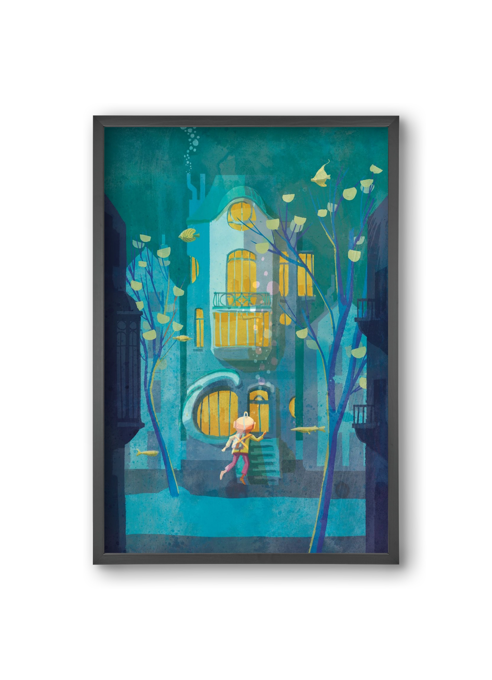 House under water, 20x30 cm (20x30 cm), Fekete keret