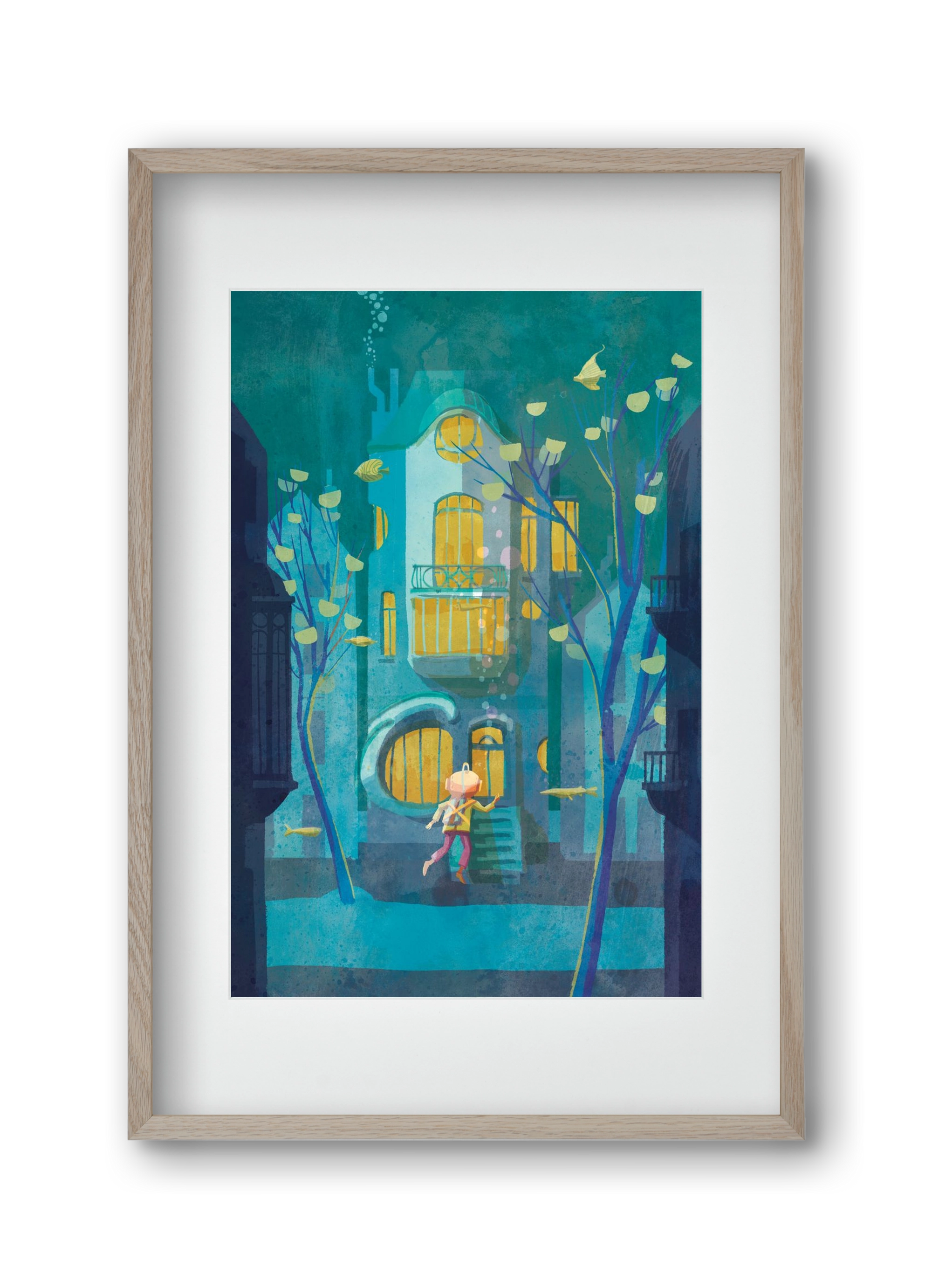 House under water, 30x45 cm (20x30 cm), Tölgy keret, paszpartuval