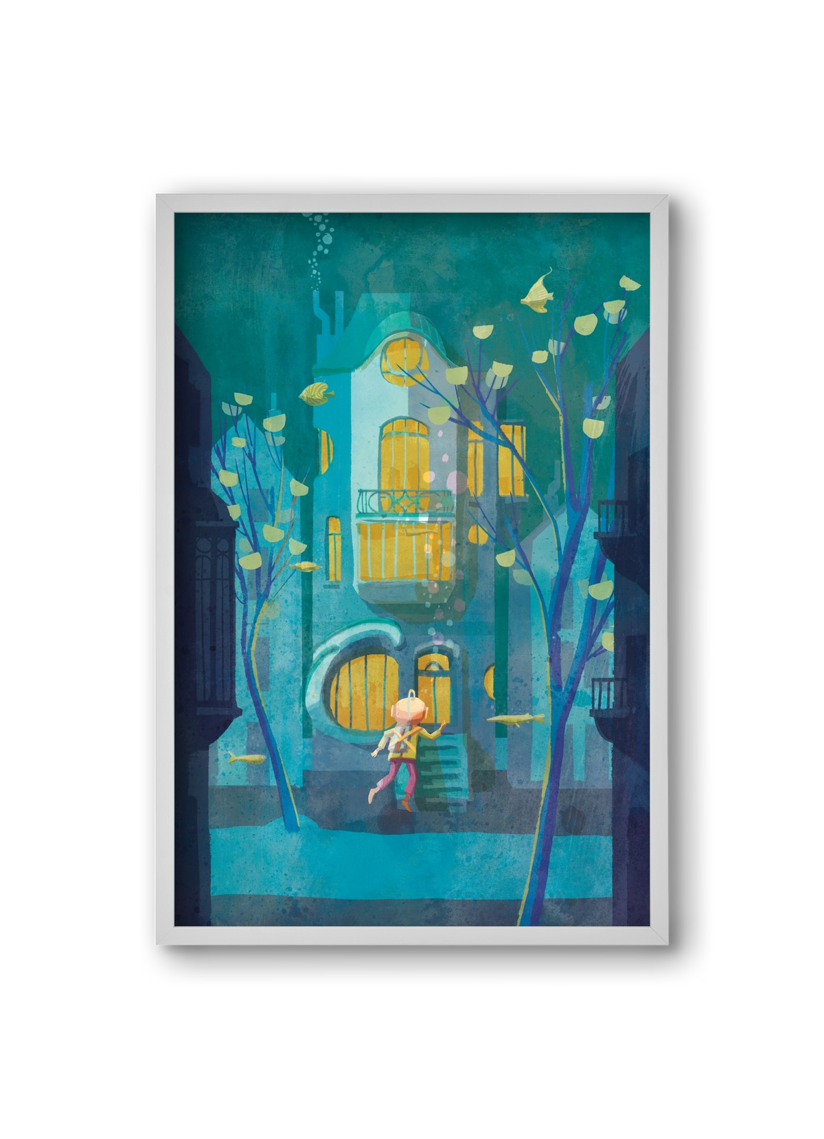 House under water, 20x30 cm (20x30 cm), Fehér keret