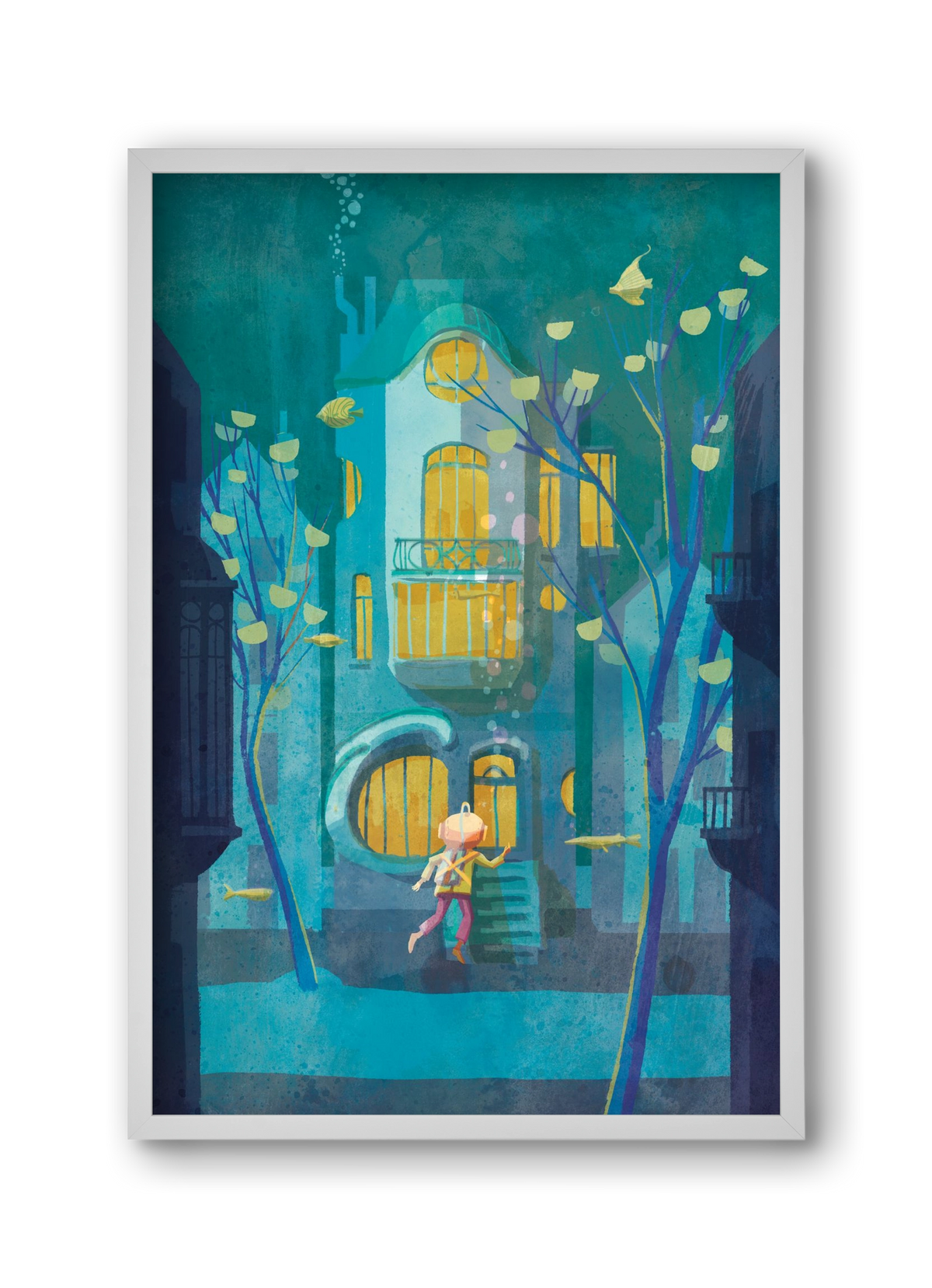 House under water, 30x45 cm (30x45 cm), Fehér keret