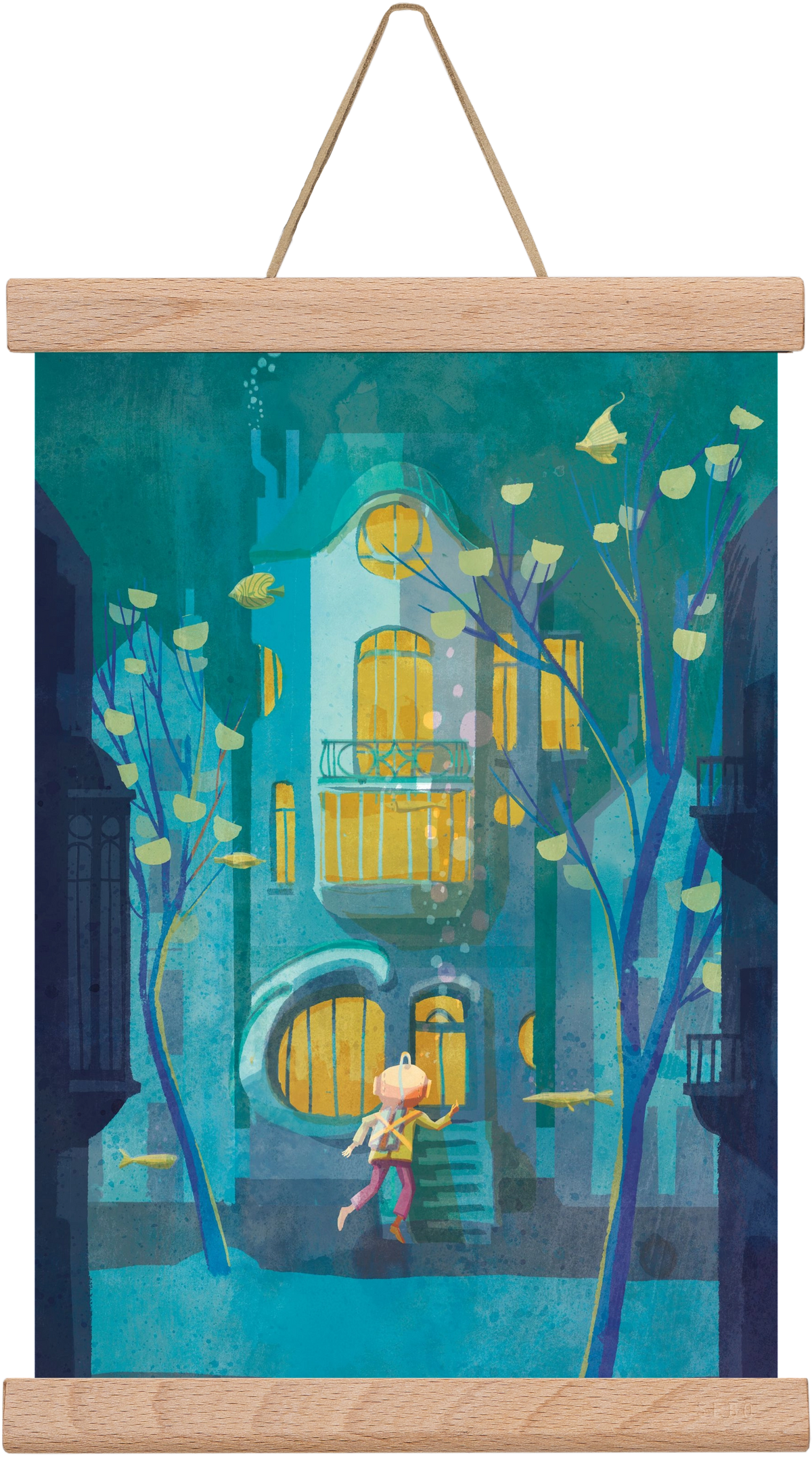 House under water, 20x30 cm (20x30 cm), Tölgy akasztó