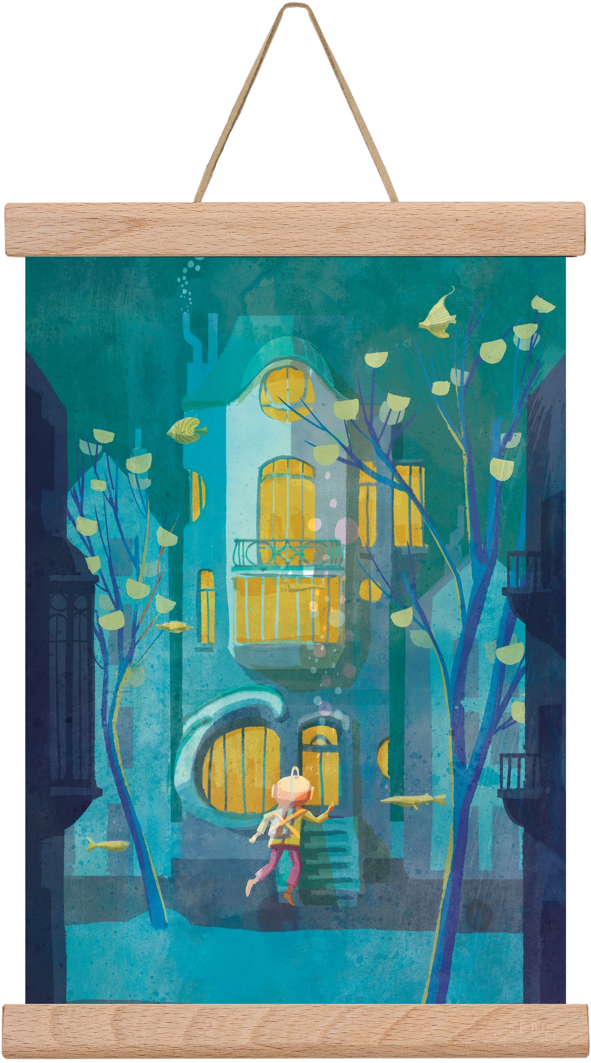 House under water, 20x30 cm (20x30 cm), Tölgy akasztó