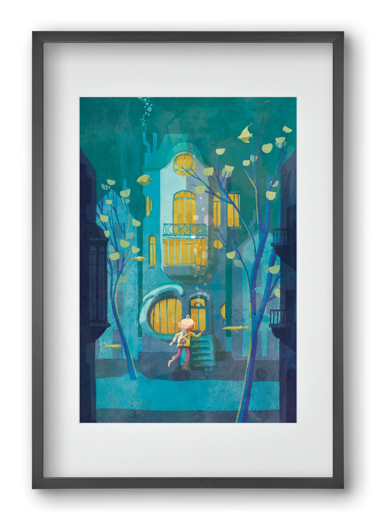 House under water, 40x60 cm (30x45 cm), Fekete keret, paszpartuval