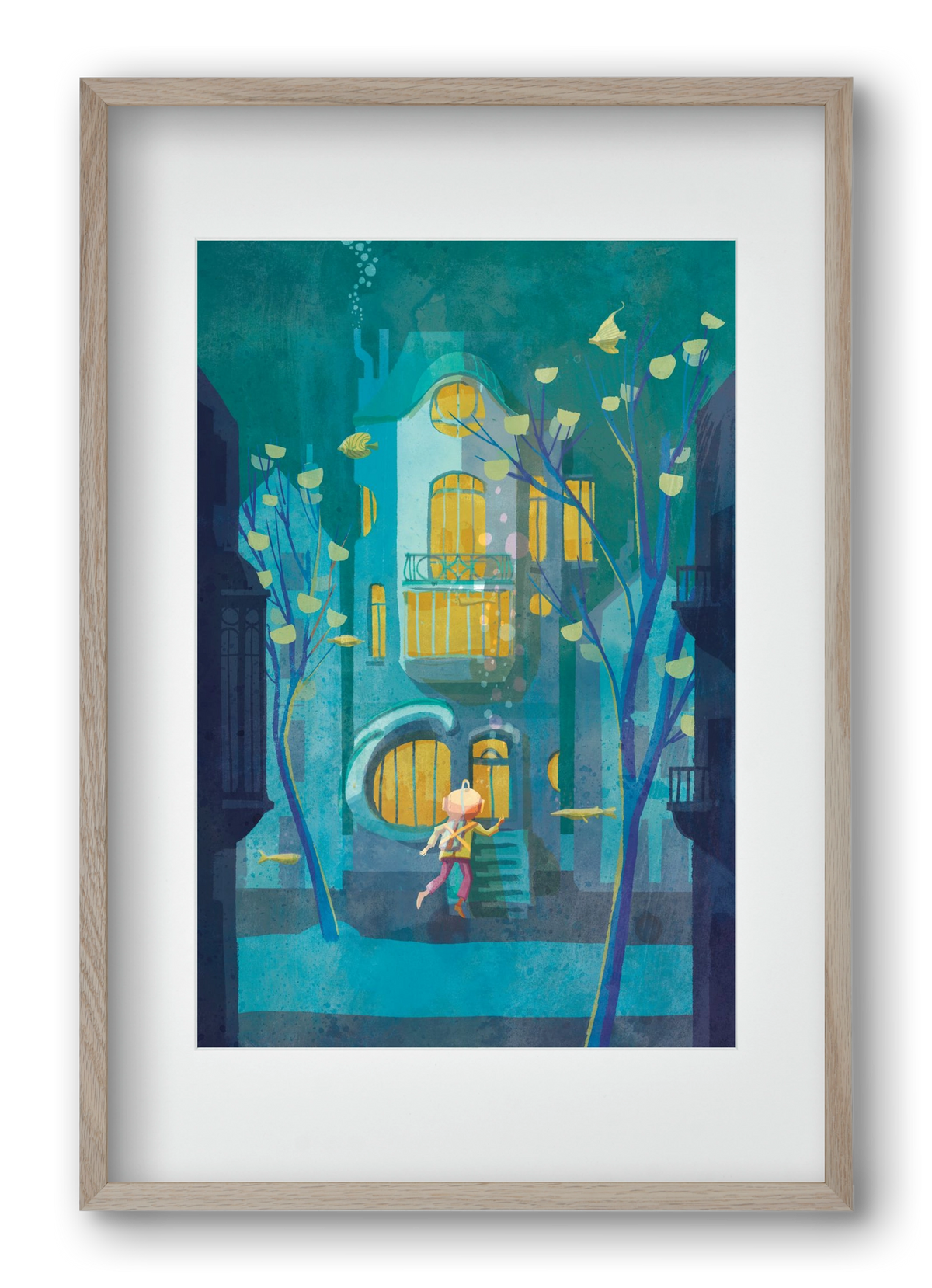 House under water, 40x60 cm (30x45 cm), Tölgy keret, paszpartuval