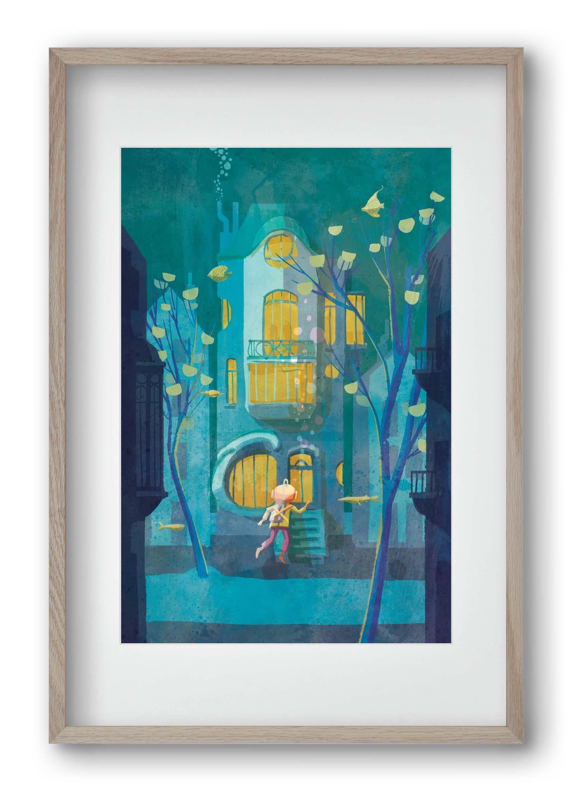 House under water, 40x60 cm (30x45 cm), Tölgy keret, paszpartuval