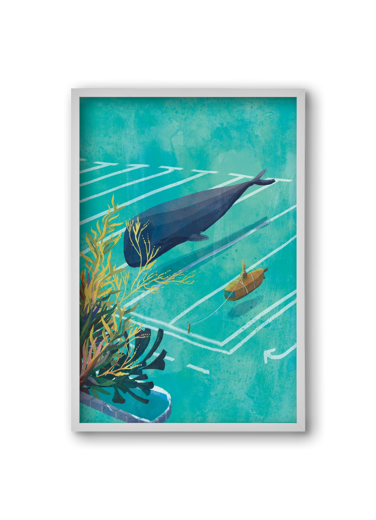 Whale in the parking lot, 20x30 cm (20x30 cm), Fehér keret