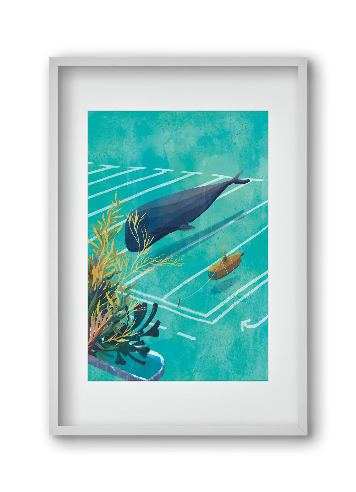 Whale in the parking lot, 30x45 cm (20x30 cm), Fehér keret, paszpartuval