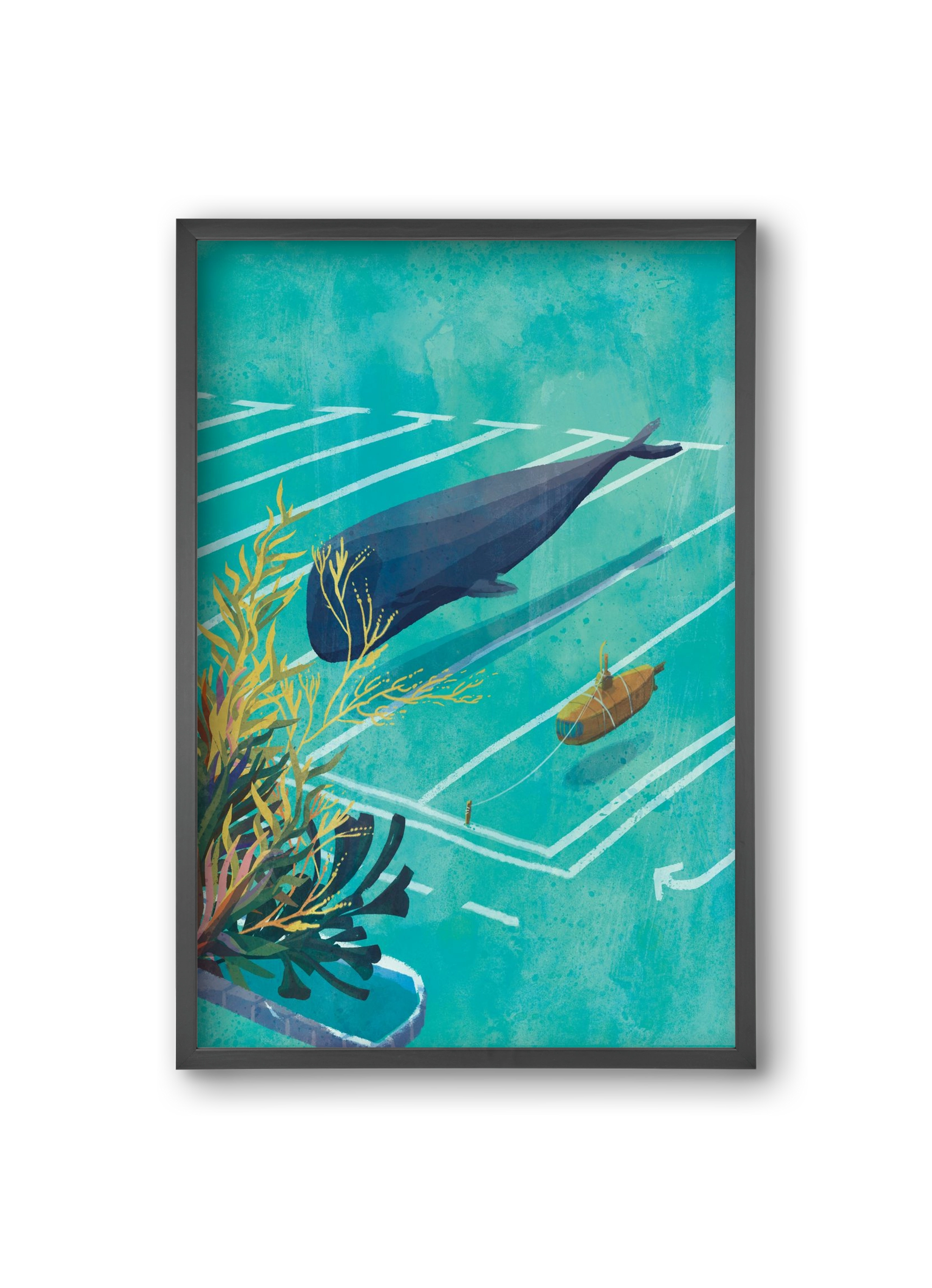 Whale in the parking lot, 20x30 cm (20x30 cm), Fekete keret