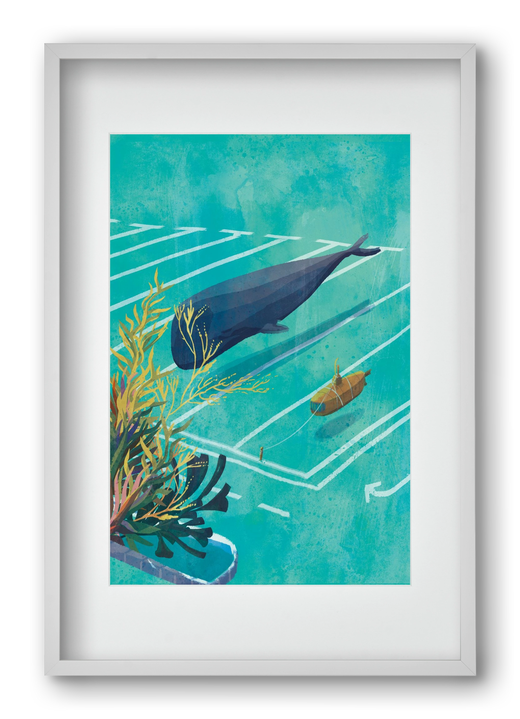 Whale in the parking lot, 40x60 cm (30x45 cm), Fehér keret, paszpartuval