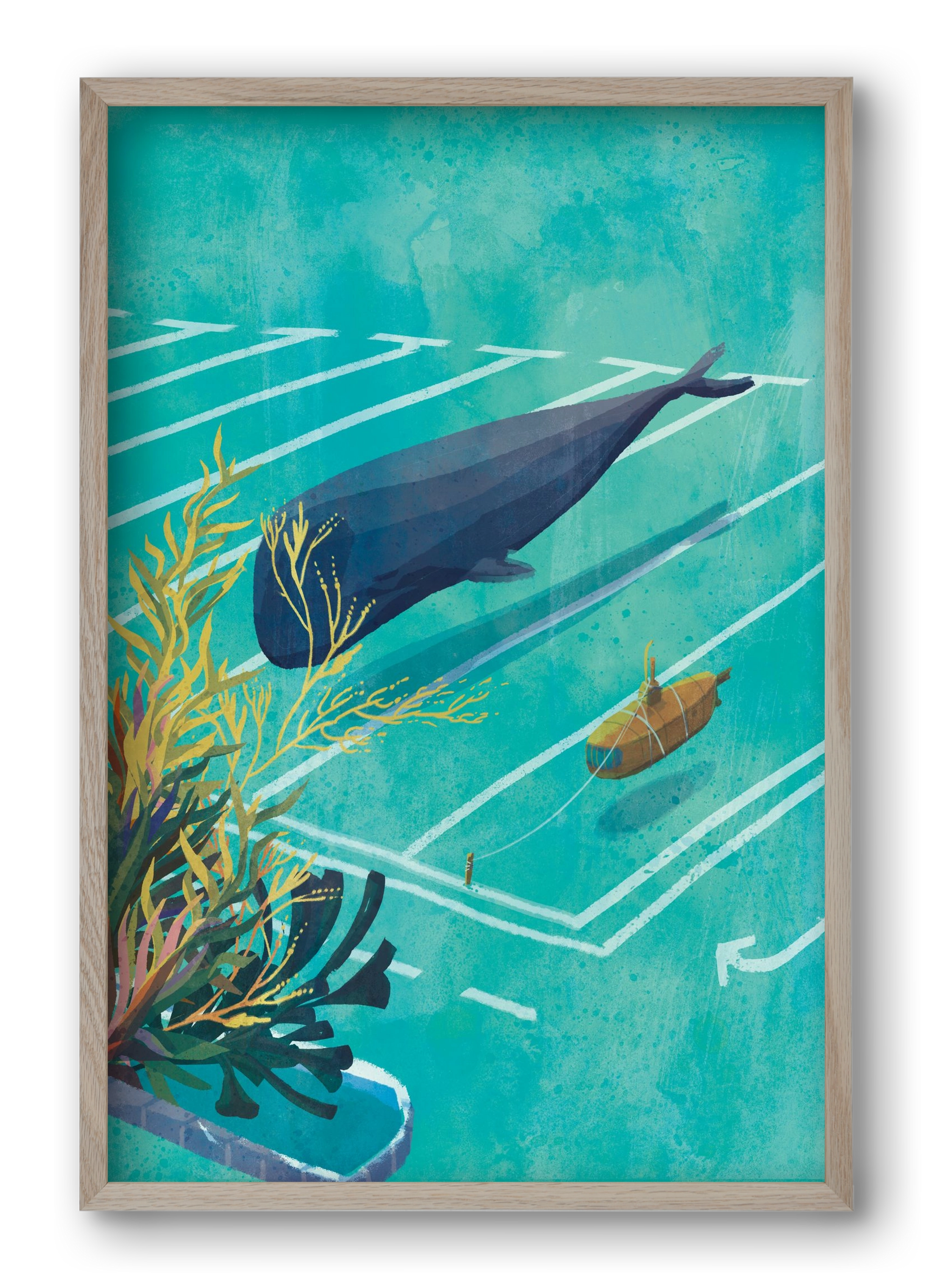 Whale in the parking lot, 40x60 cm (40x60 cm), Tölgy keret