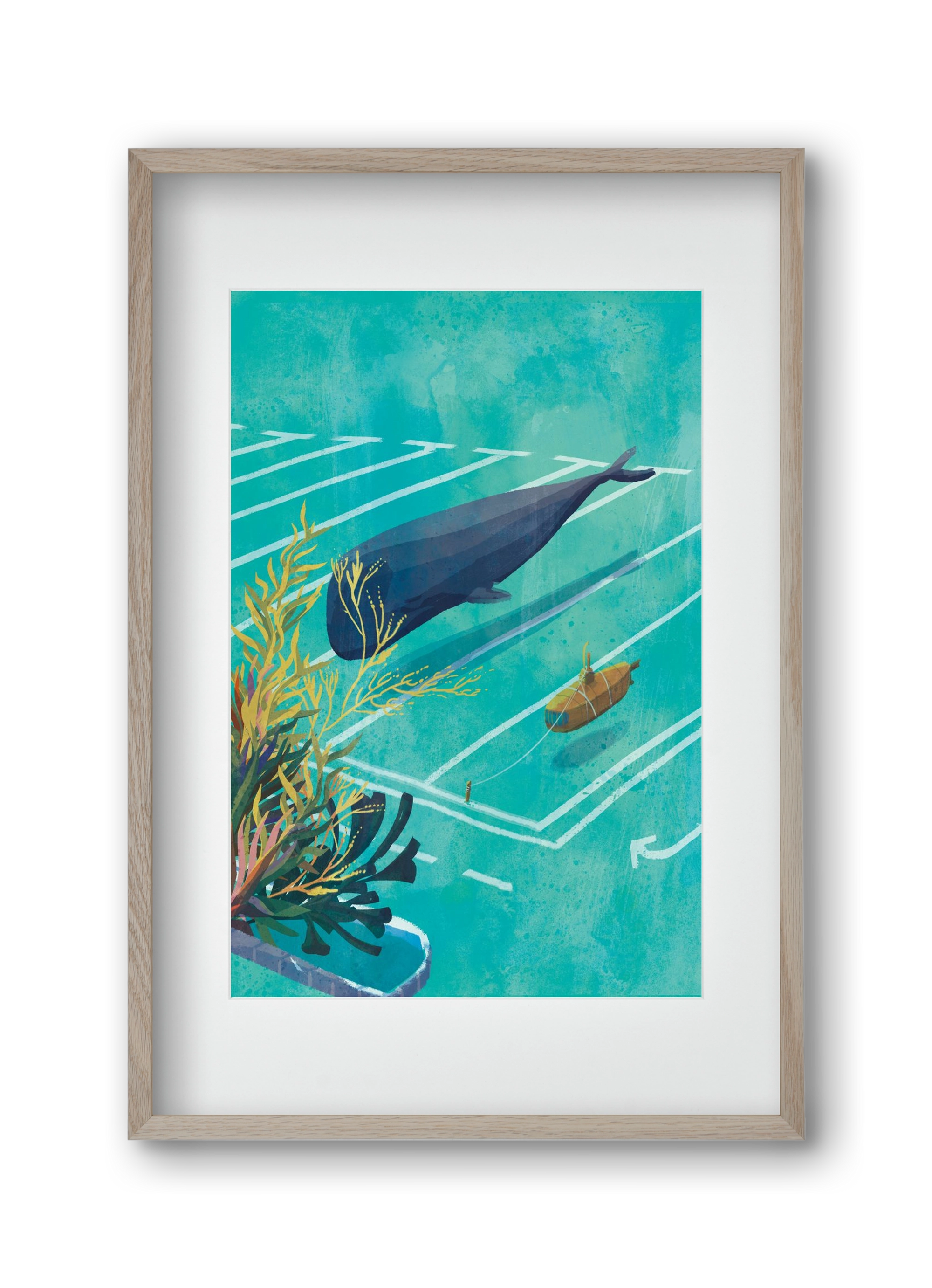 Whale in the parking lot, 30x45 cm (20x30 cm), Tölgy keret, paszpartuval