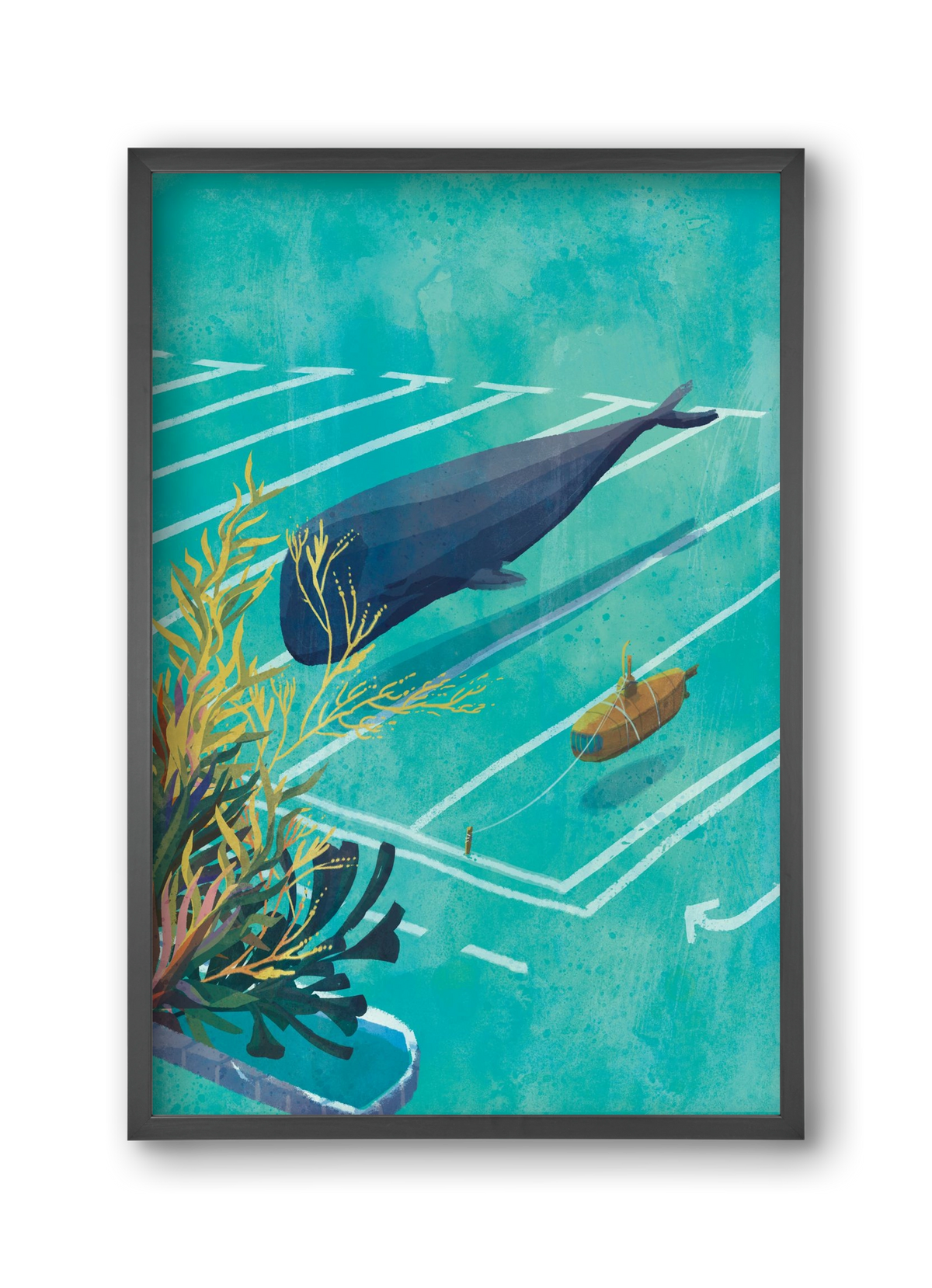 Whale in the parking lot, 30x45 cm (30x45 cm), Fekete keret