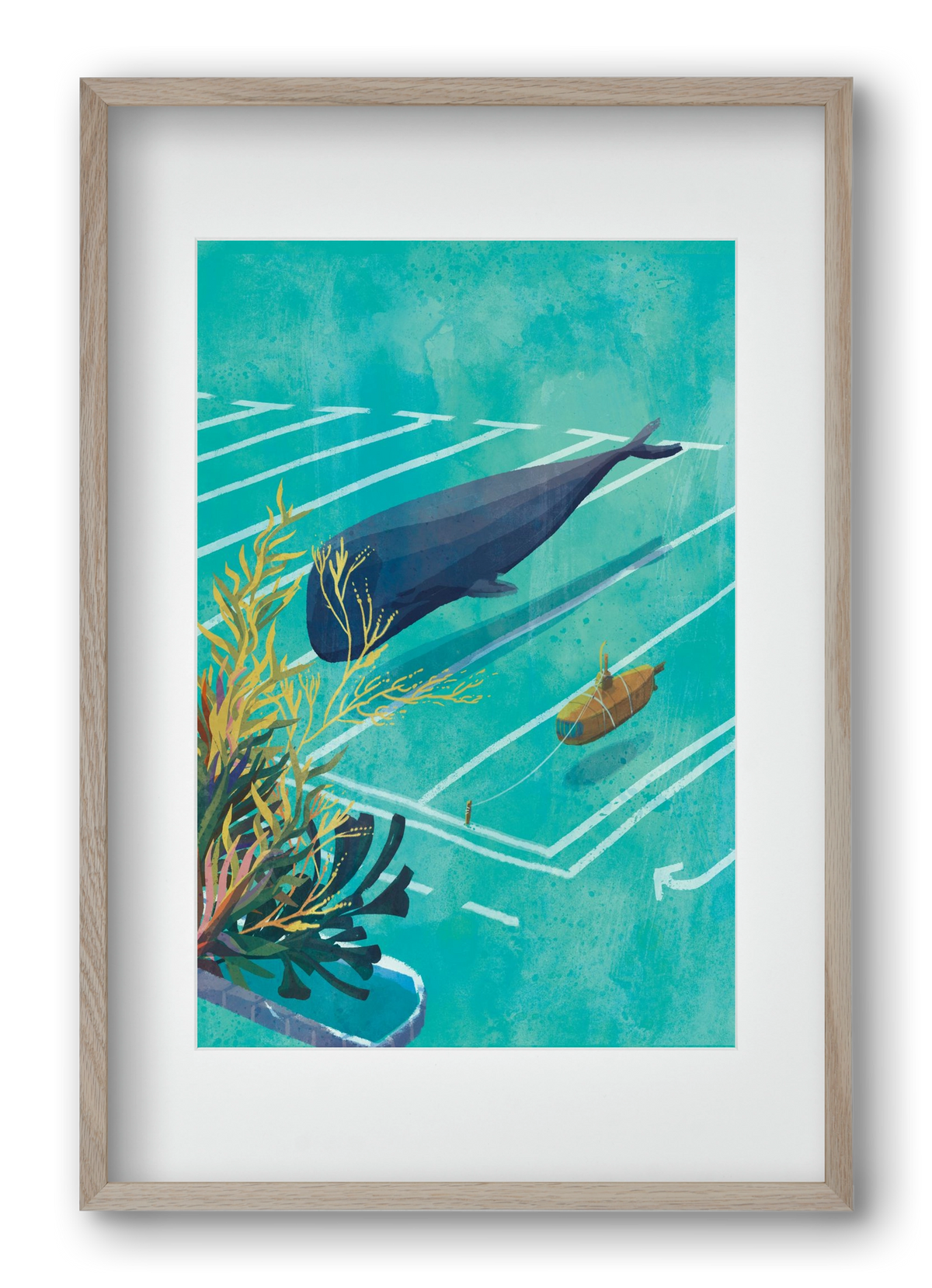 Whale in the parking lot, 40x60 cm (30x45 cm), Tölgy keret, paszpartuval