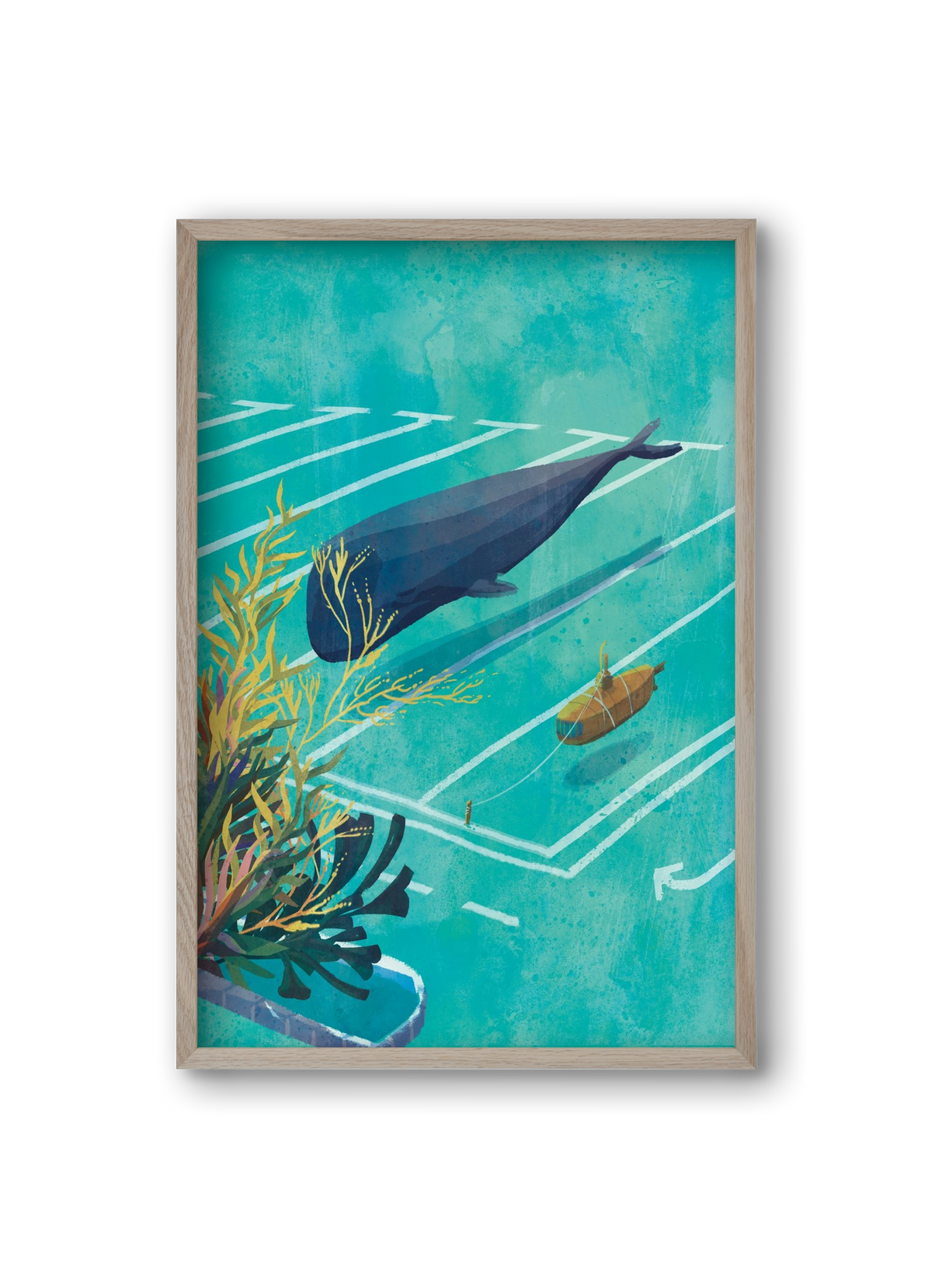 Whale in the parking lot, 20x30 cm (20x30 cm), Tölgy keret