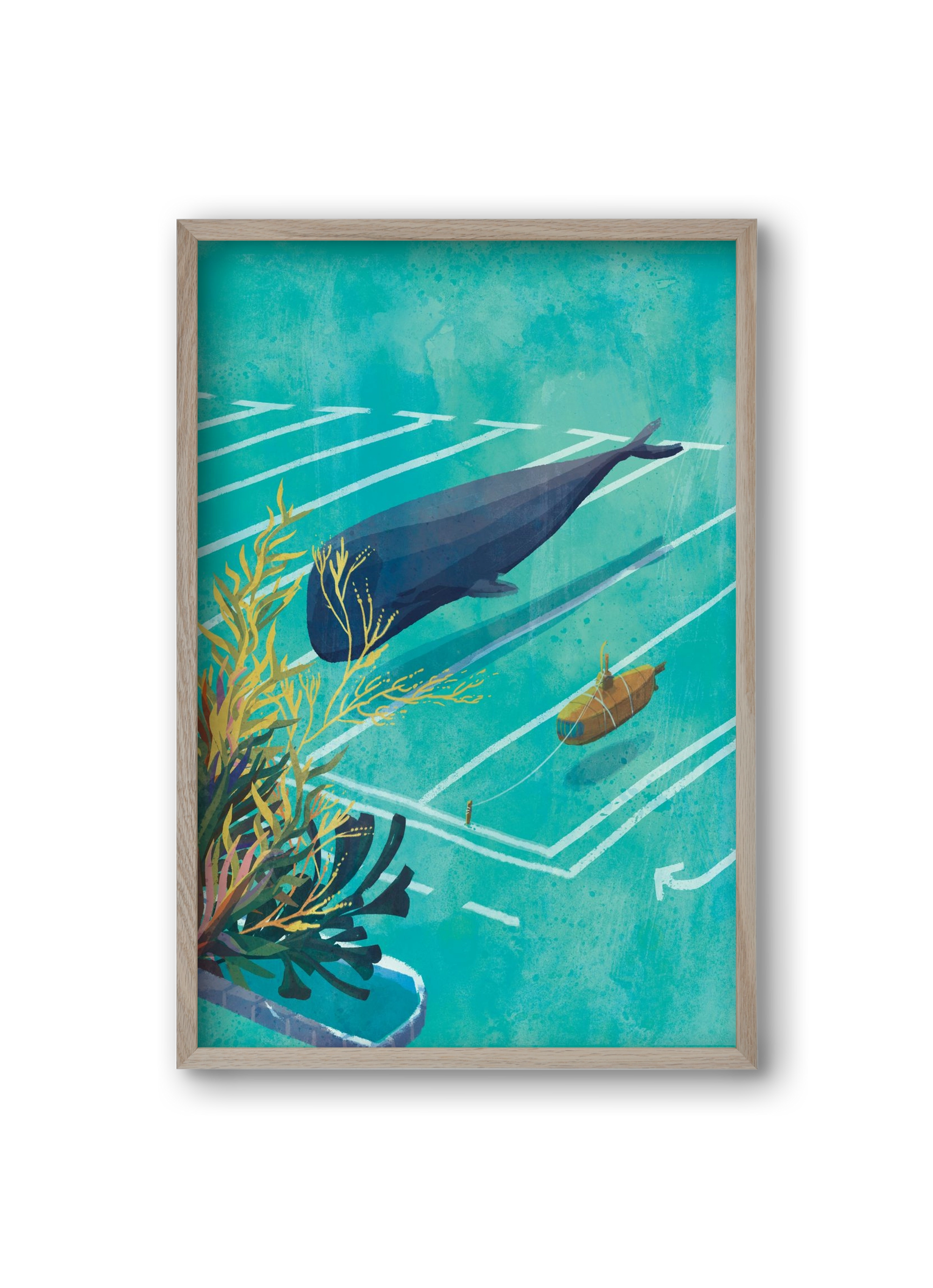 Whale in the parking lot, 20x30 cm (20x30 cm), Tölgy keret