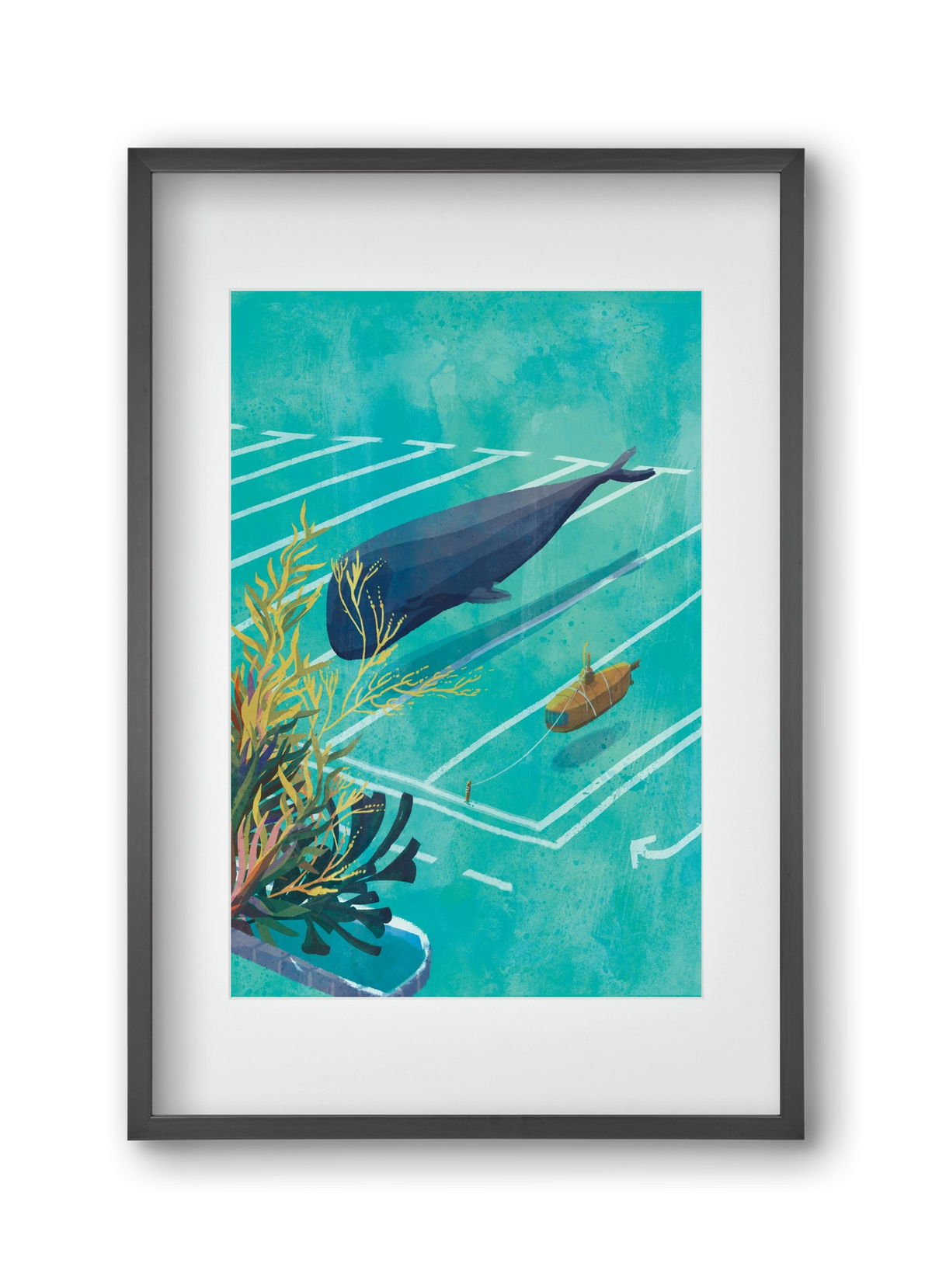 Whale in the parking lot, 30x45 cm (20x30 cm), Fekete keret, paszpartuval