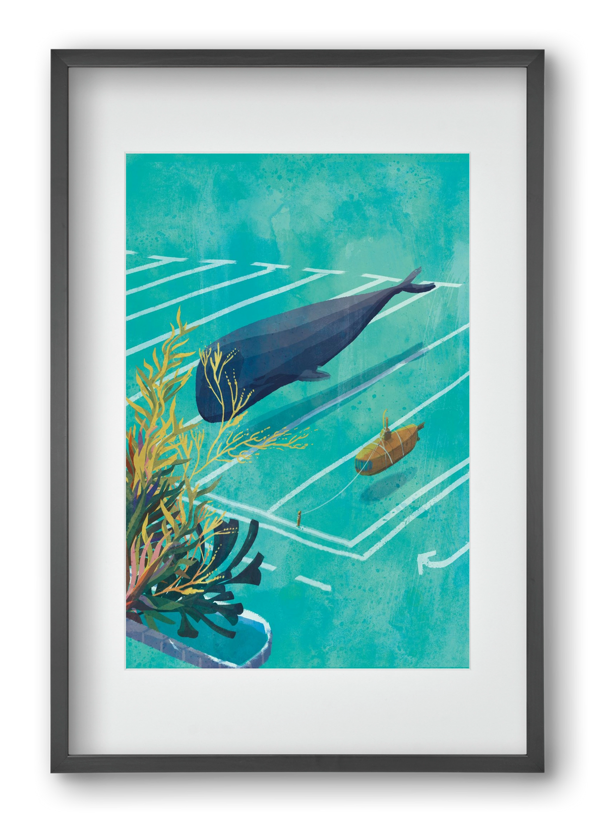 Whale in the parking lot, 40x60 cm (30x45 cm), Fekete keret, paszpartuval
