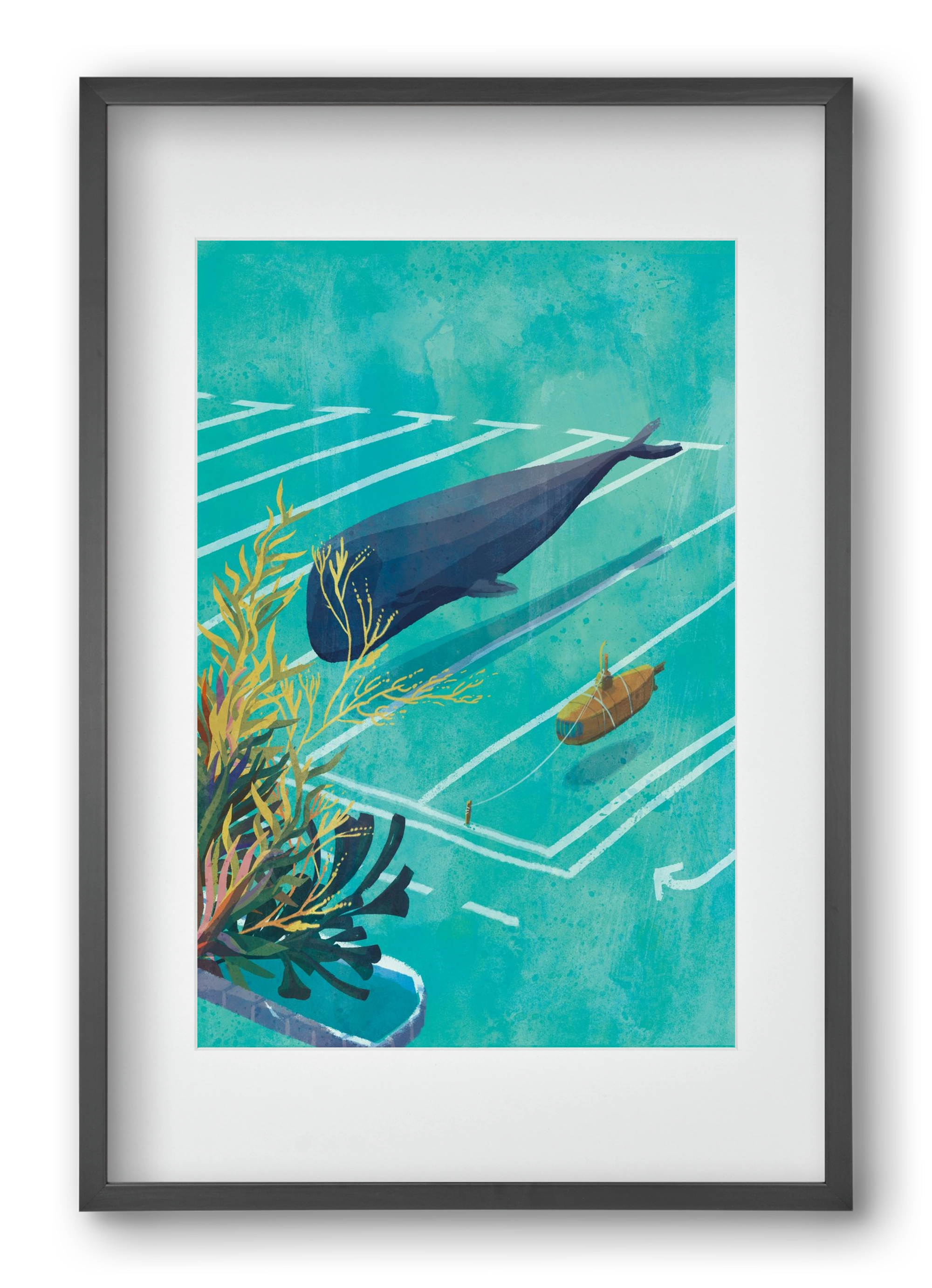 Whale in the parking lot, 40x60 cm (30x45 cm), Fekete keret, paszpartuval