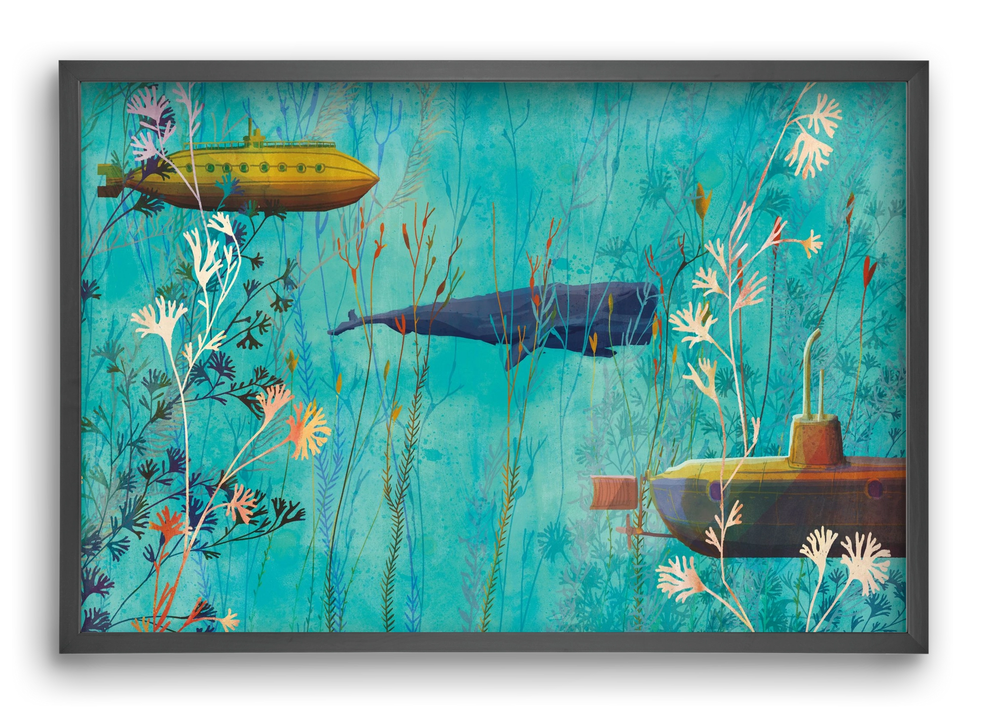 Whales and submarines, 60x40 cm (60x40 cm), Fekete keret