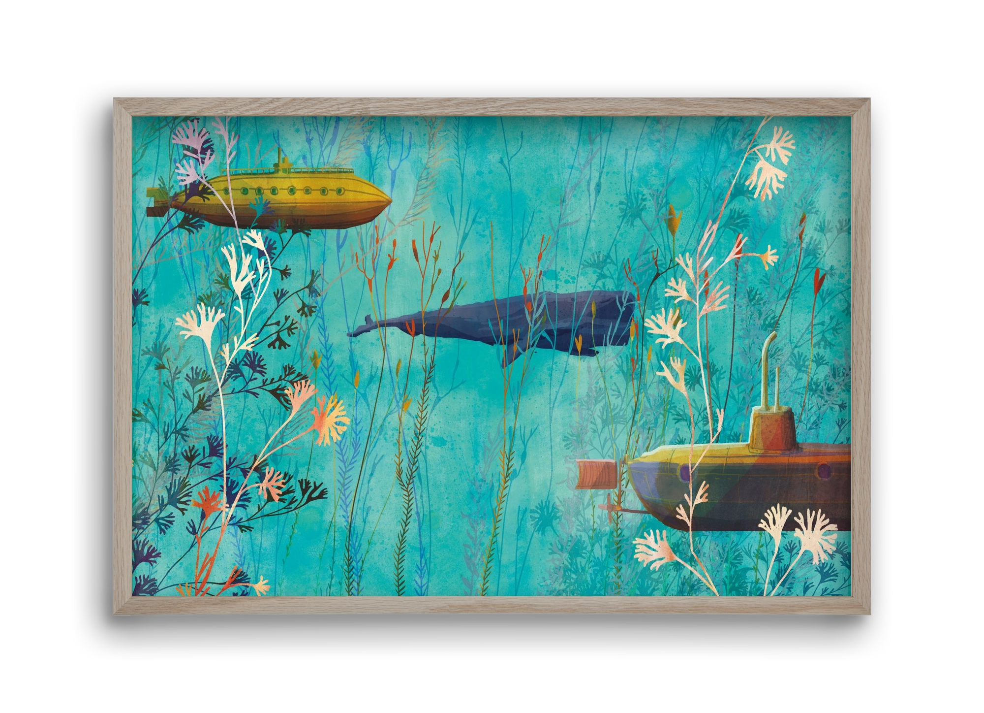 Whales and submarines, 45x30 cm (45x30 cm), Tölgy keret