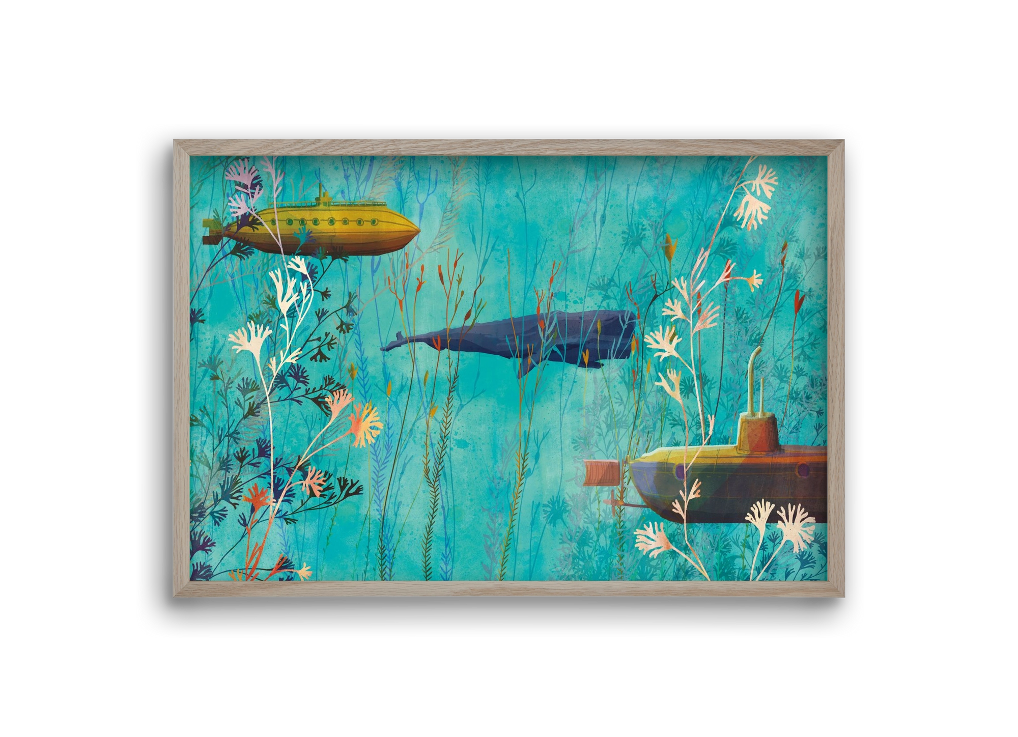 Whales and submarines, 30x20 cm (30x20 cm), Tölgy keret