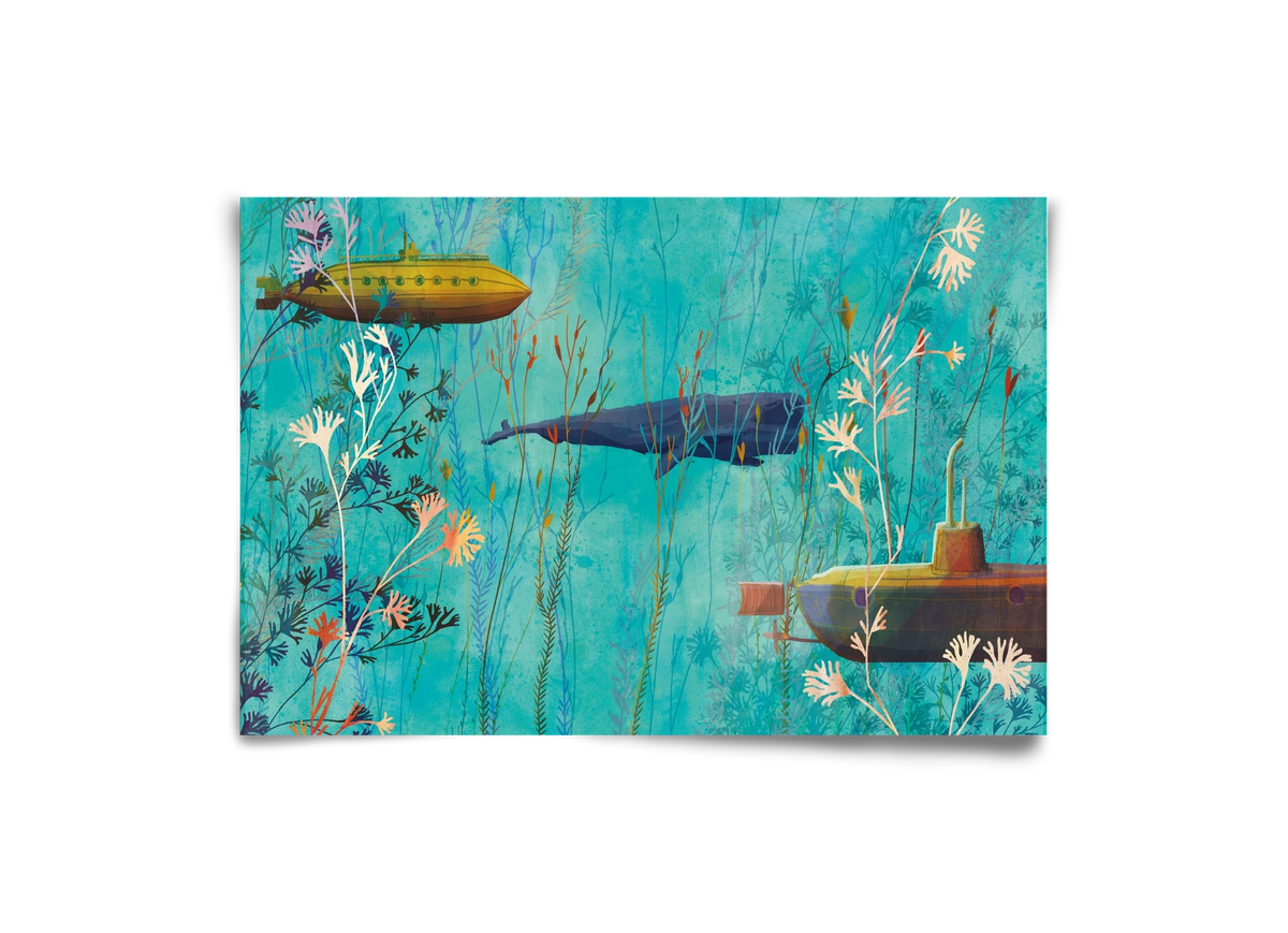 Whales and submarines, 30x20 cm, Keret nélkül