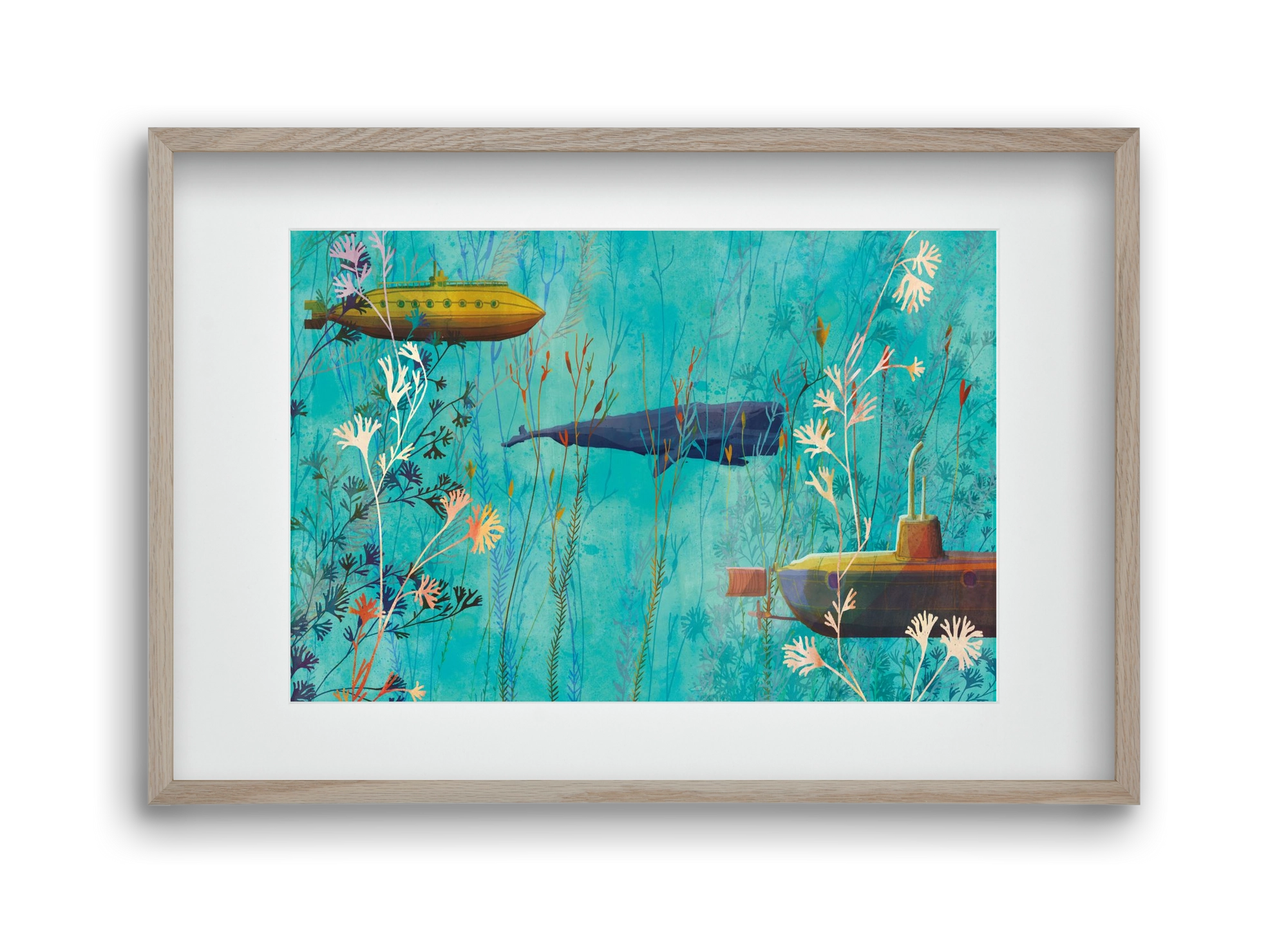 Whales and submarines, 45x30 cm (30x20 cm), Tölgy keret, paszpartuval