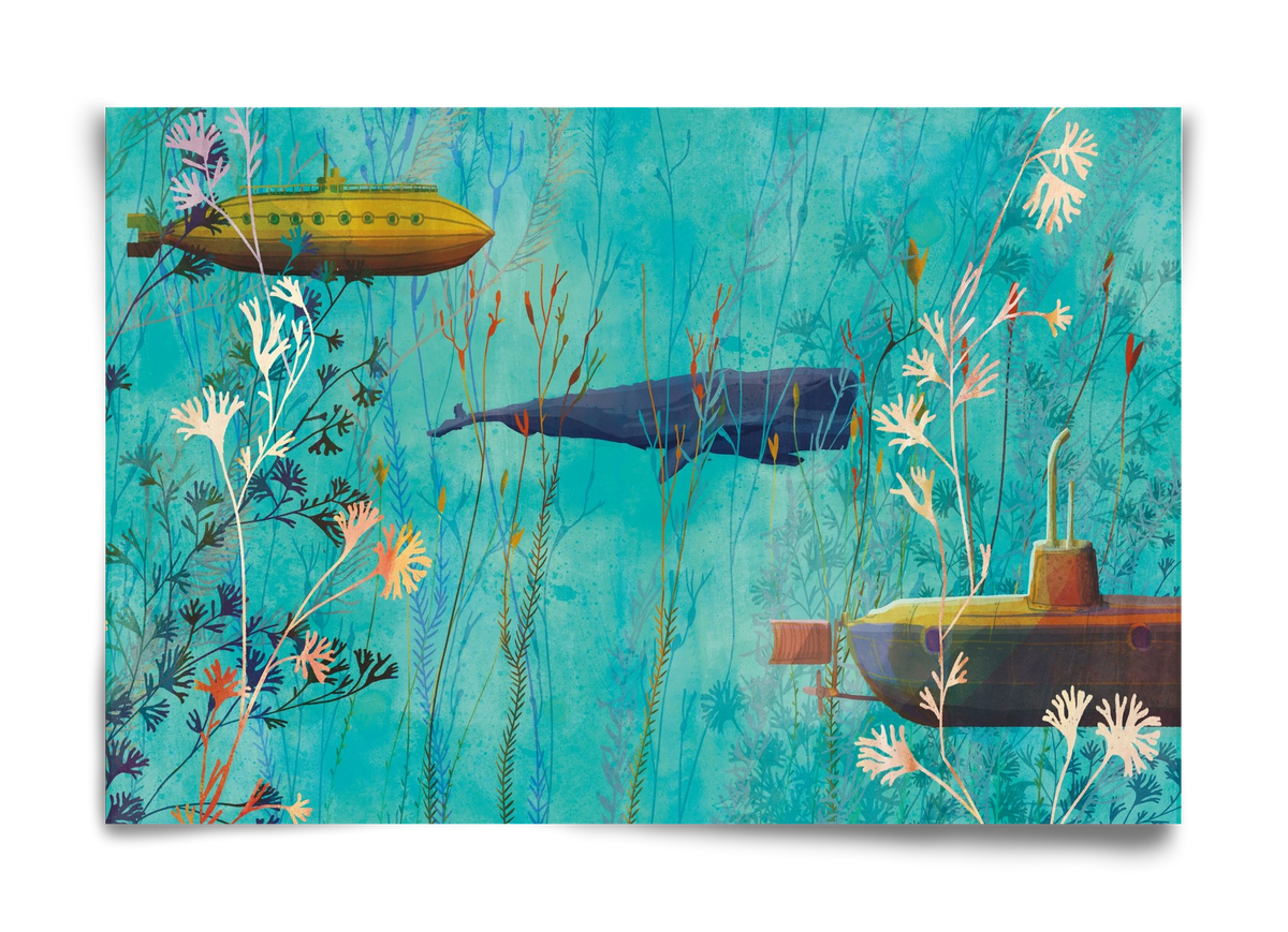 Whales and submarines, 60x40 cm, Keret nélkül