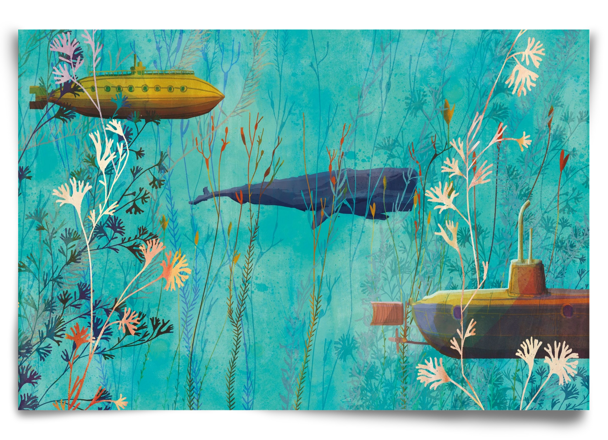 Whales and submarines, 90x60 cm, Keret nélkül