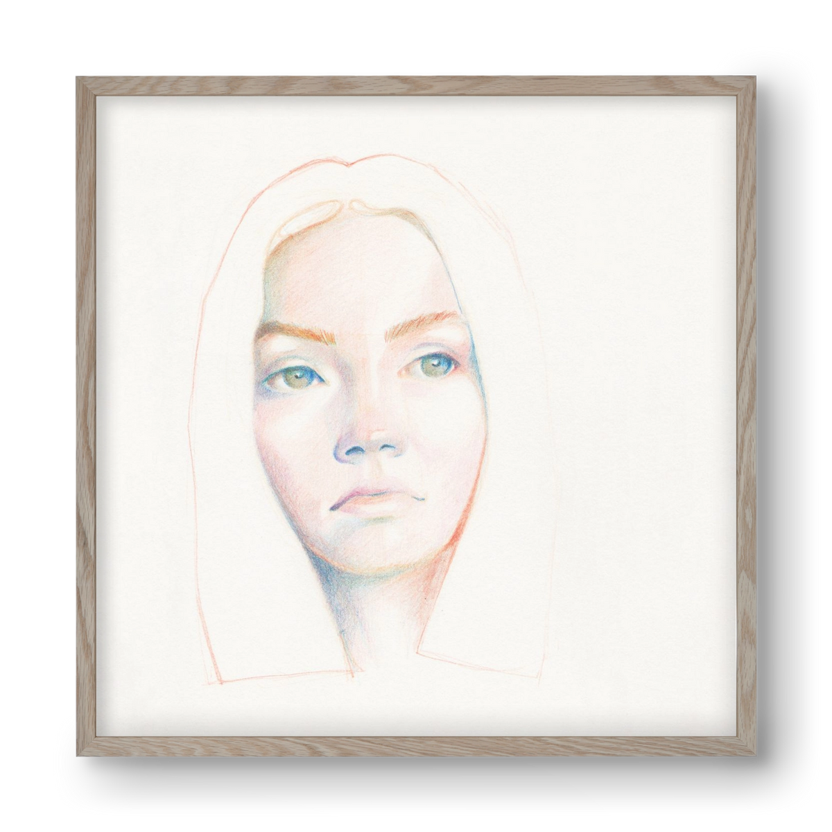 portret_no1, 40x40 cm (40x40 cm), Tölgy keret