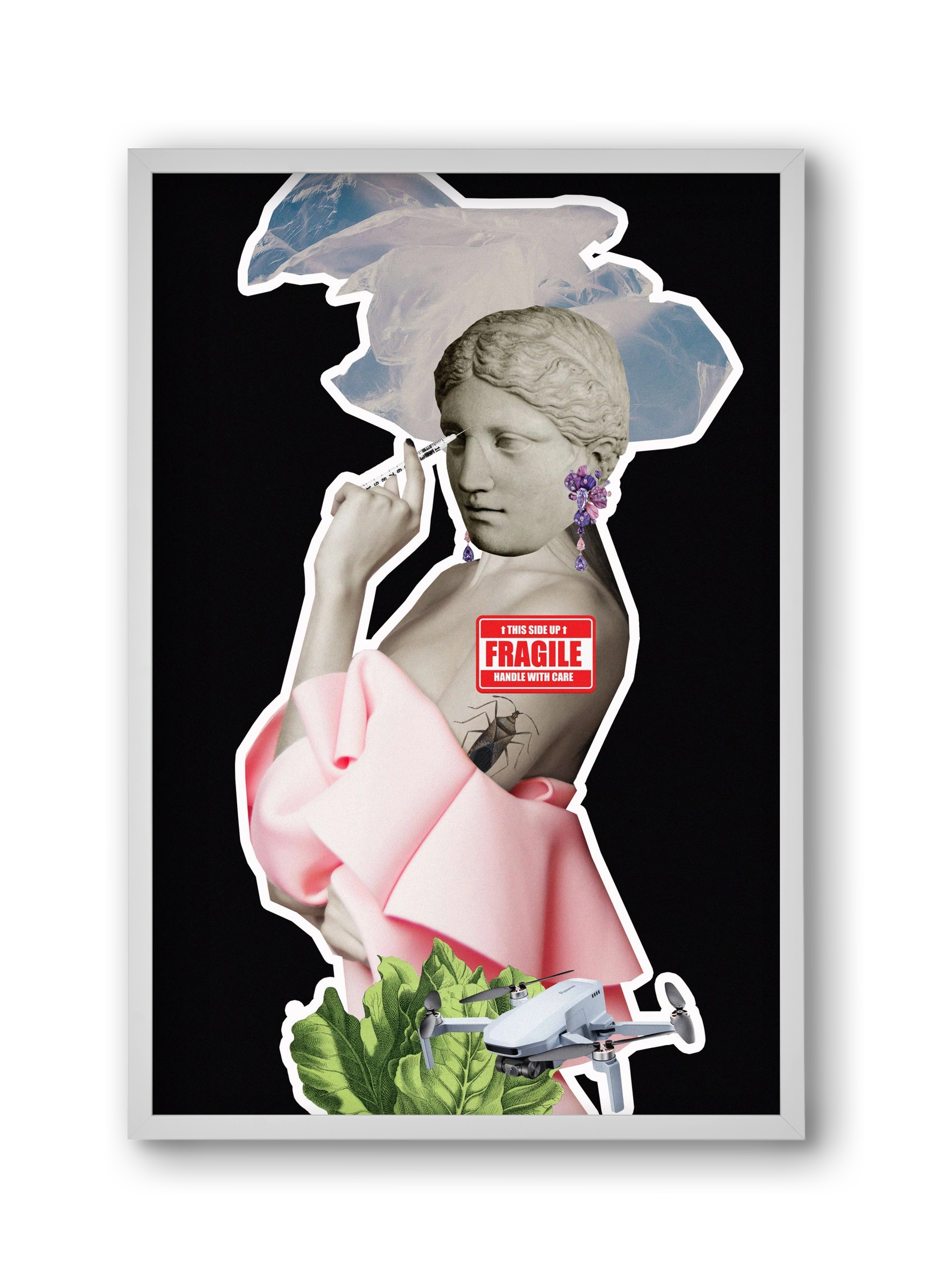 collage 3, 30x45 cm (30x45 cm), Fehér keret