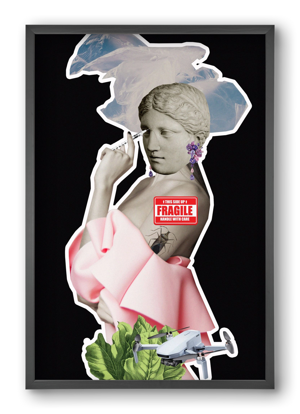 collage 3, 40x60 cm (40x60 cm), Fekete keret