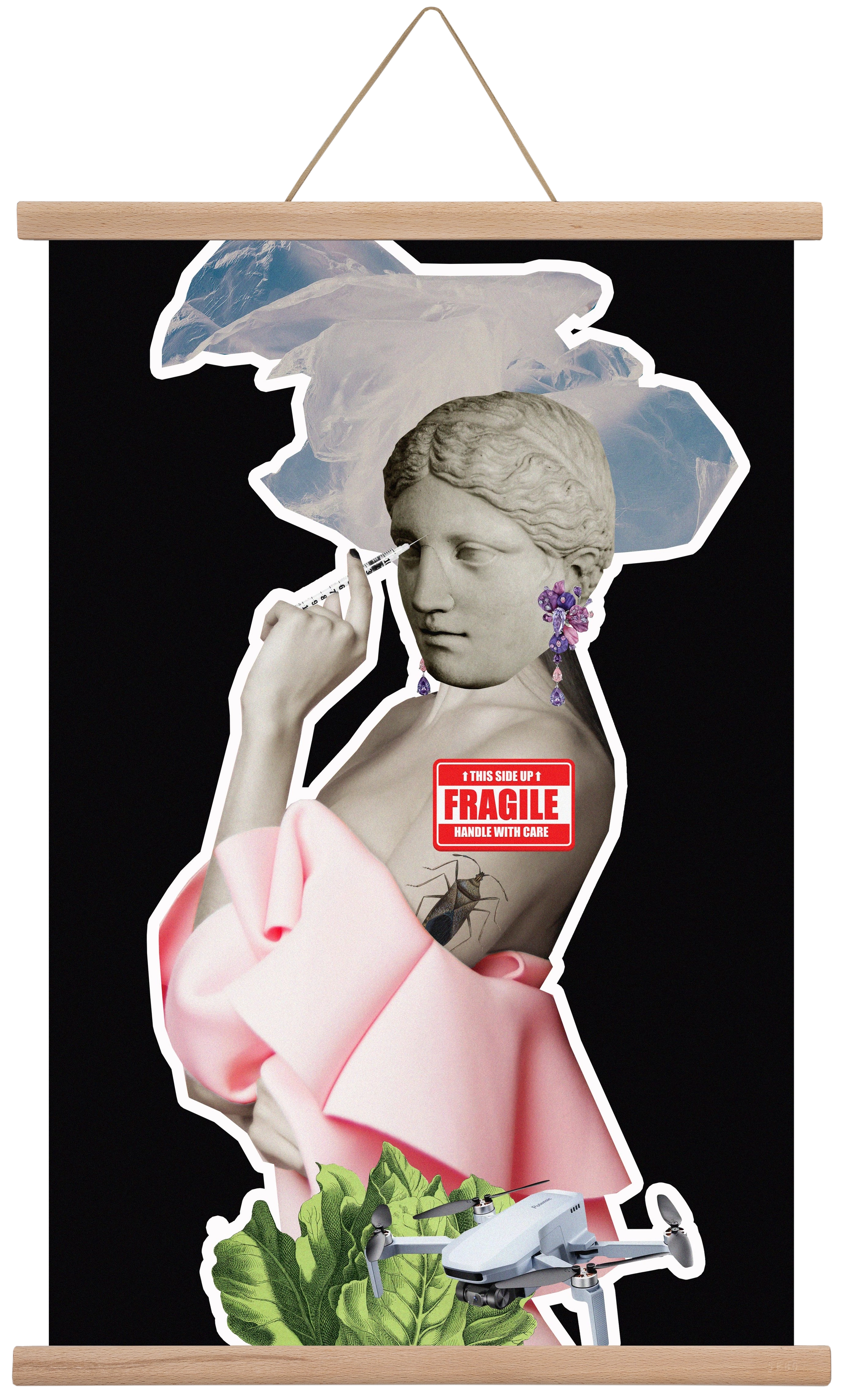 collage 3, 40x60 cm (40x60 cm), Tölgy akasztó